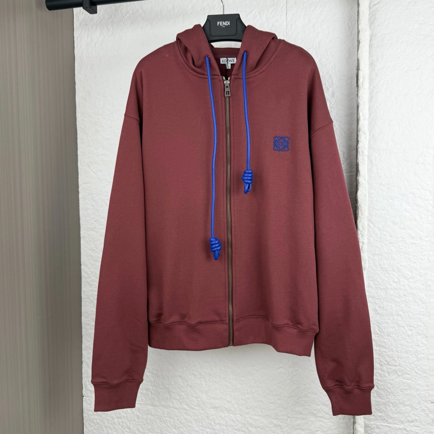 LOEWE Cotton Zip-Up Hooded Sweatshirt (H526Y25X87-1140）