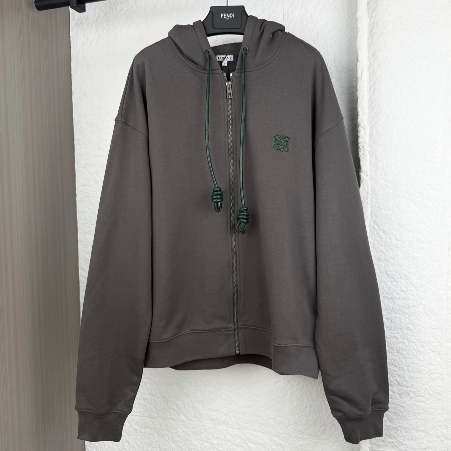 LOEWE Cotton Zip-Up Hooded Sweatshirt (H526Y25X87-1140）