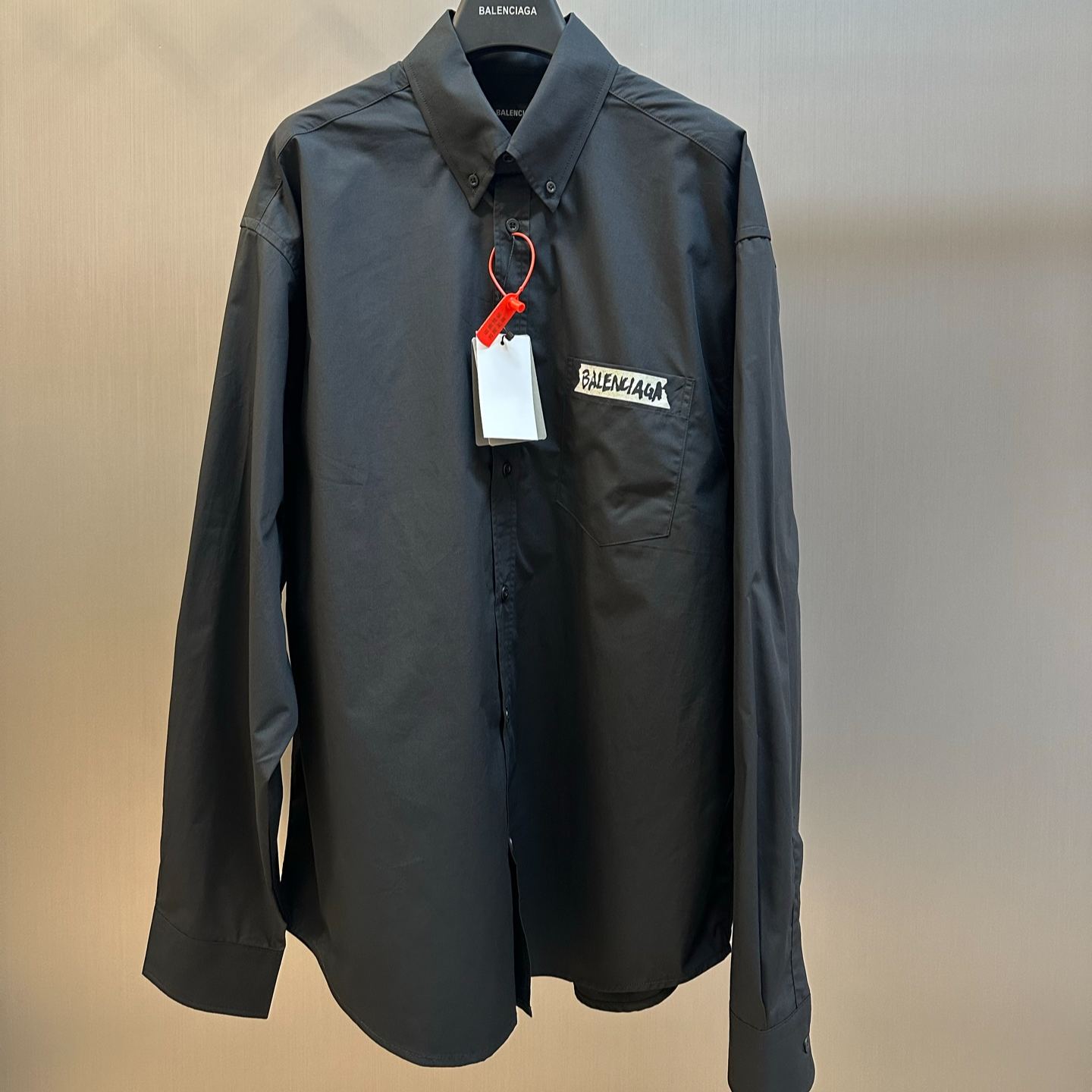 Balenciaga Masking Tape Plus Size Long Sleeve Shirt (857809TRM281000）