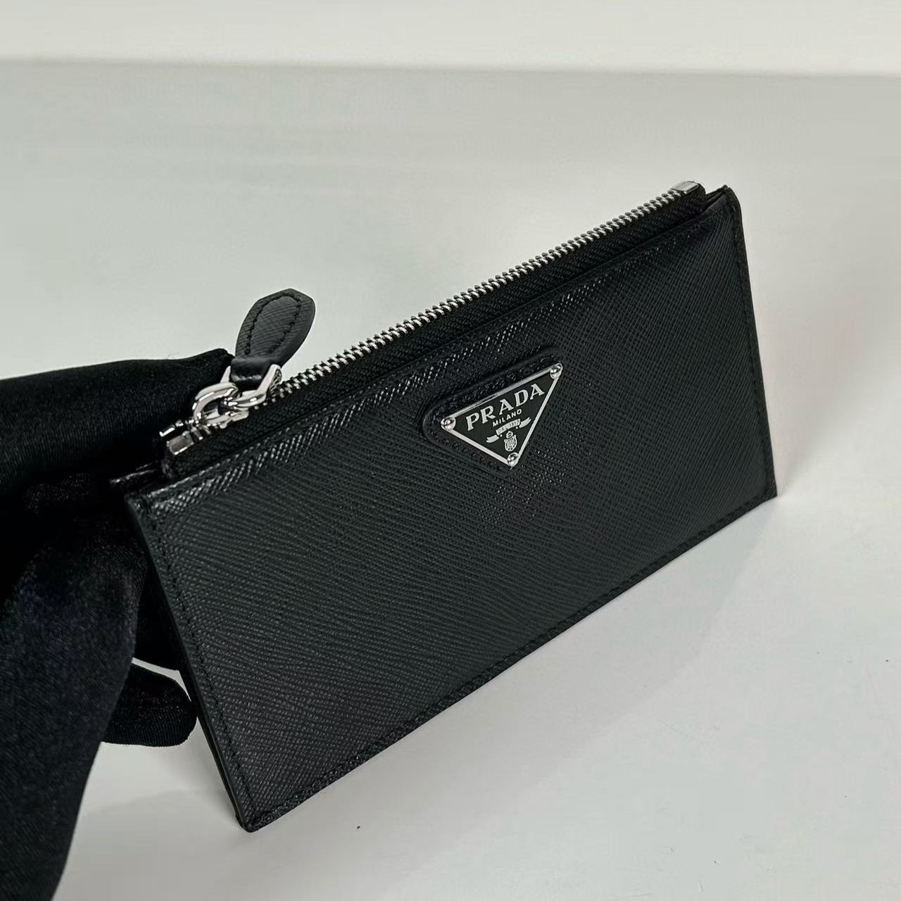 Prada Black Saffiano Triangle Card Case (1MC086_QHH_F0632)