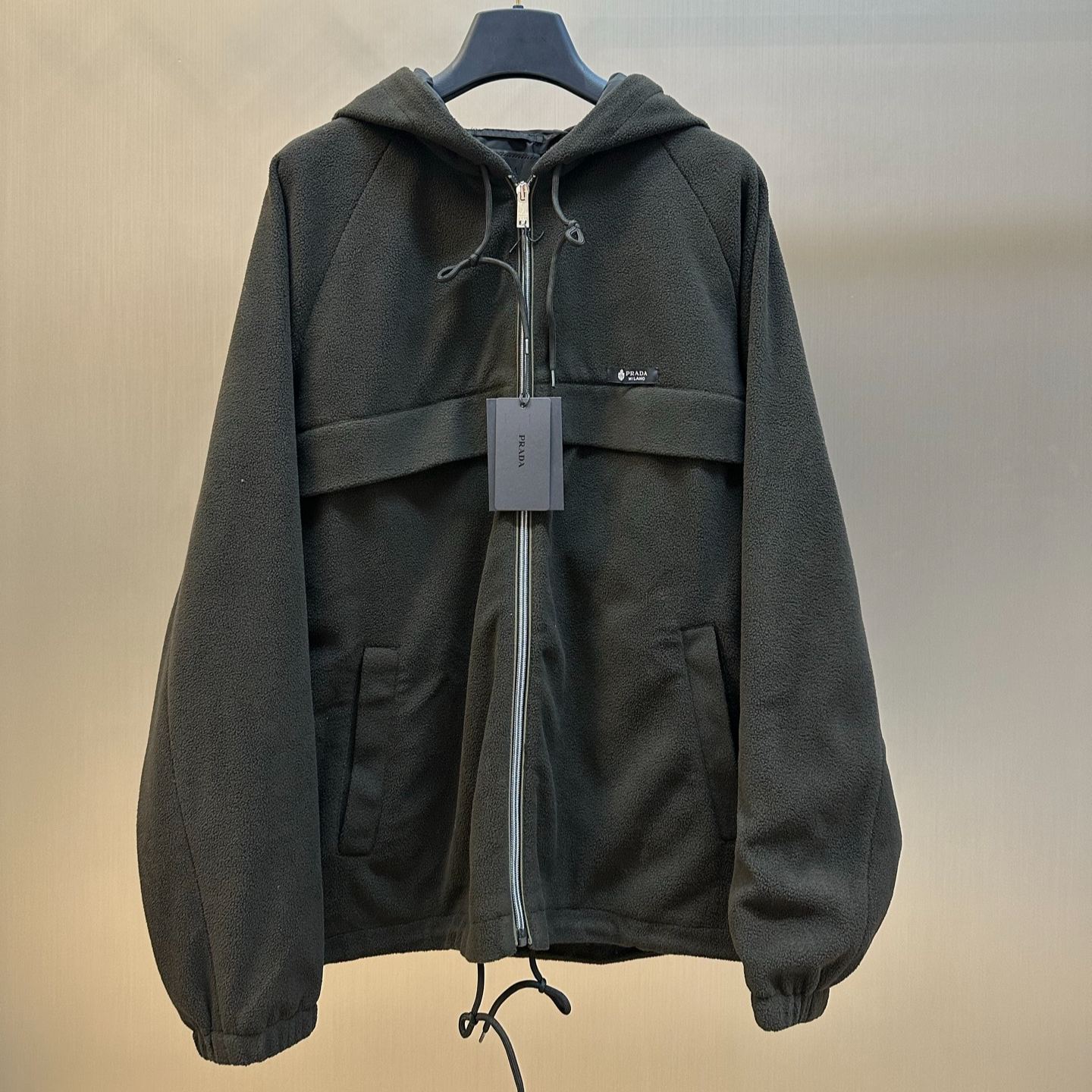 PRADA Black fleece and Re-Nylon jacket (SGD072-18XO-F0002-S-OOO）