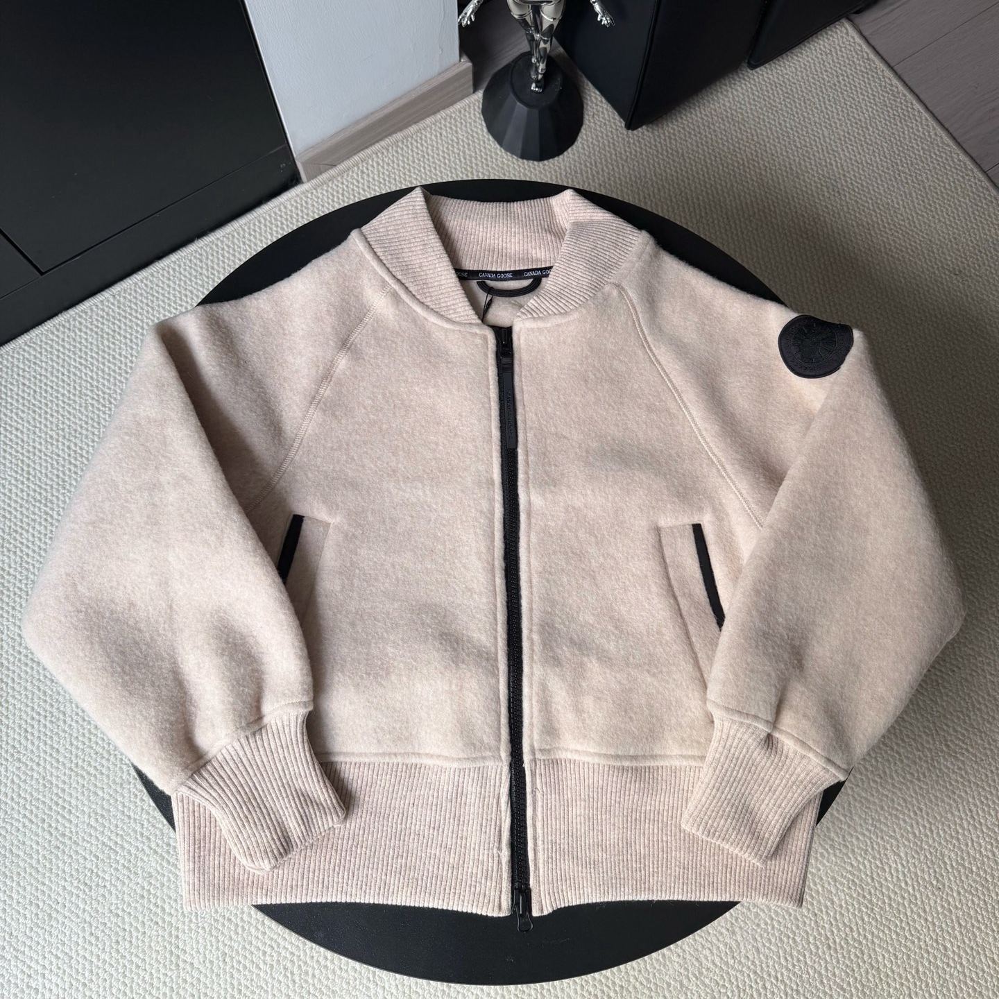 Canada Goose Black Wool Blend Sierra Fleece Bomber Jacket（7224WB-9061）