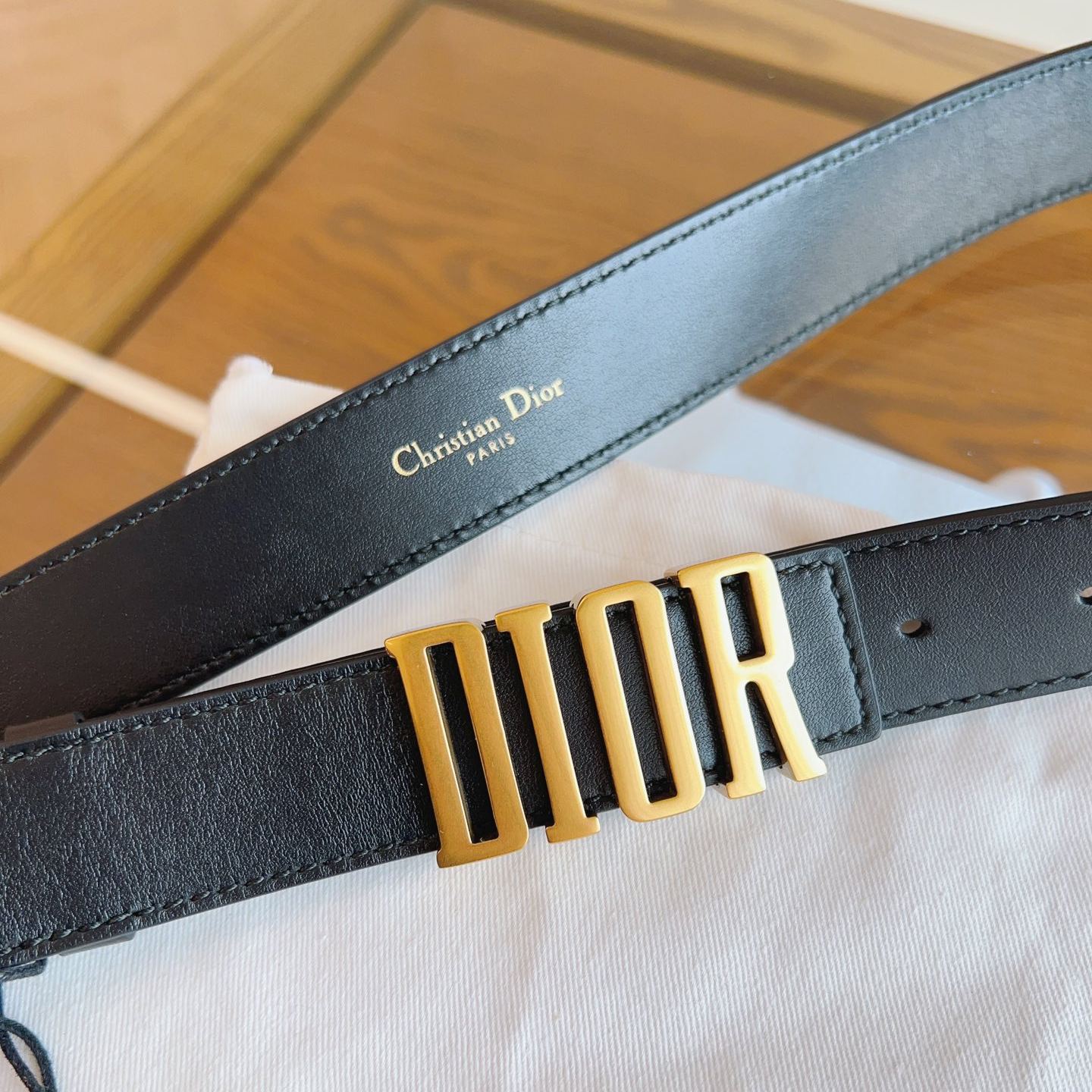 Dior D-Fence Belt Black Smooth Calfskin 30 MM（B0385CVWU-M900）