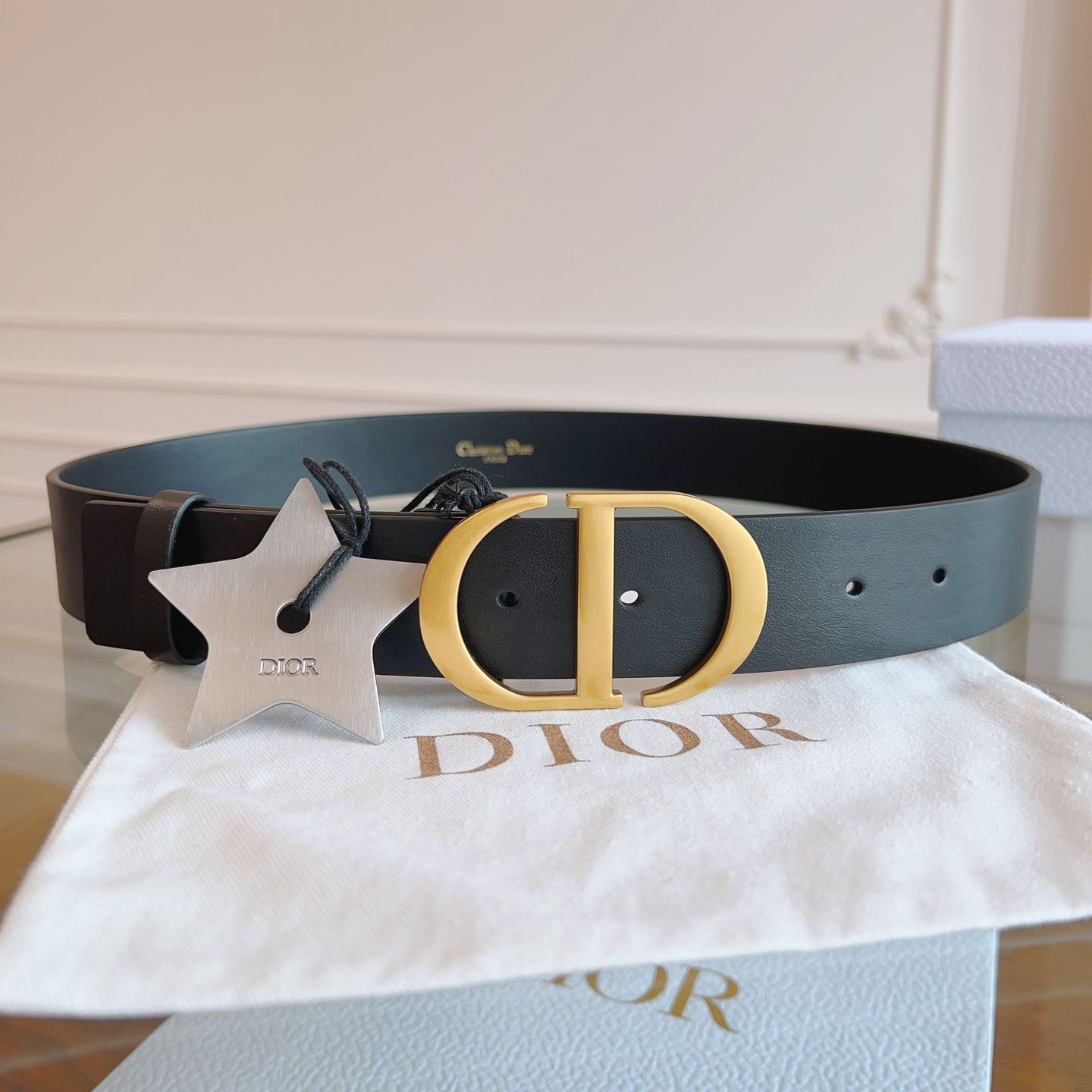 Dior 30 Montaigne 35 MM In Black Smooth Calfskin Belt（B0077UVWV-M900）
