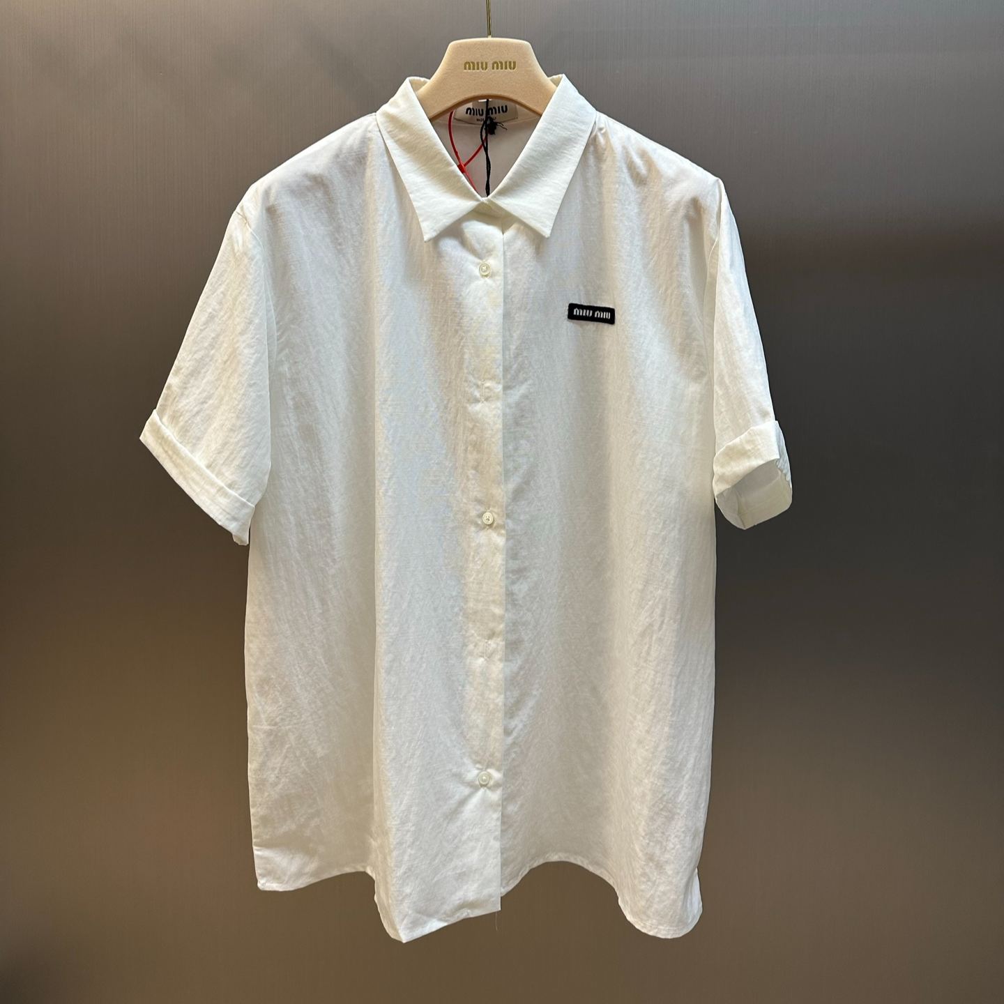 MIUMIU White Slubbed Poplin Shirt（MK1933-163M-F0009-S-OOO）