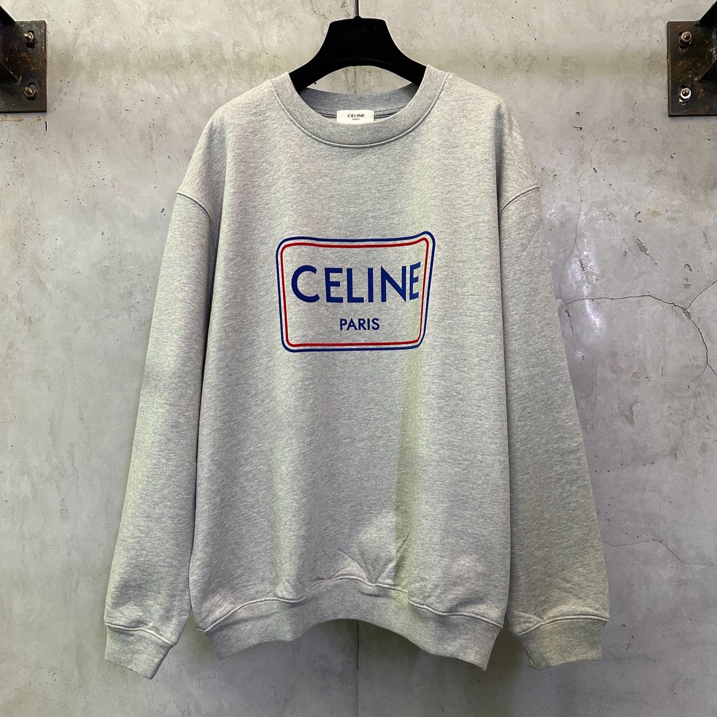 CELINE Loose sweatshirt in cotton fleece (RY0SE1233-GGY6）