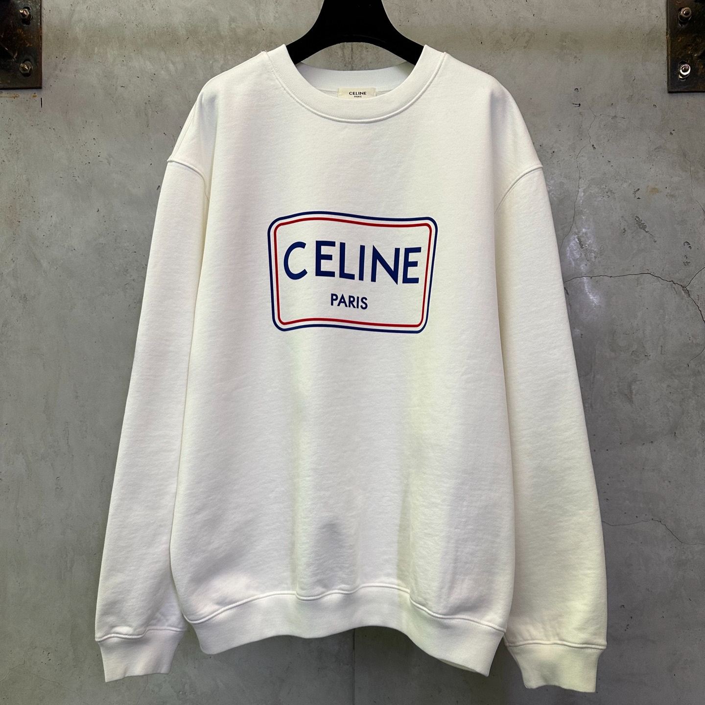 CELINE Loose sweatshirt in cotton fleece (RY0SE1233-GGY6）