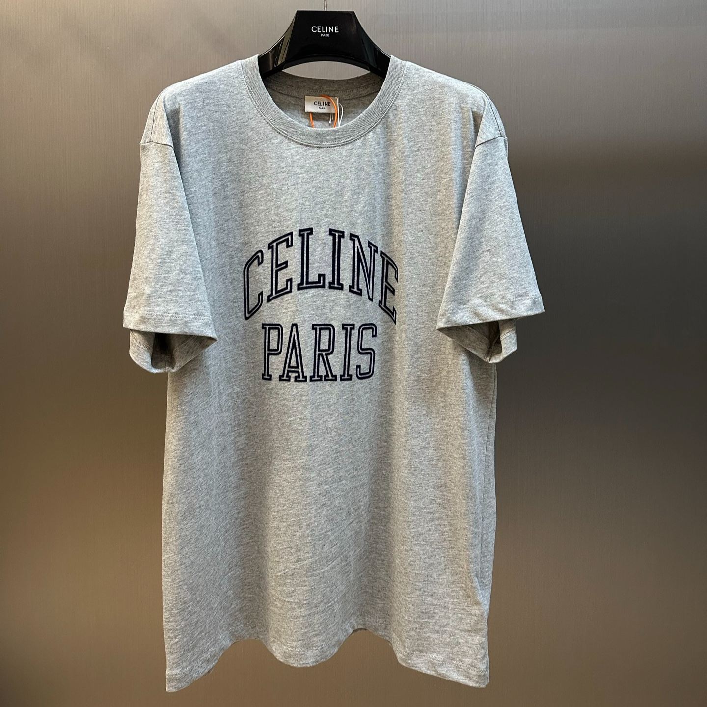 CELINE Cotton Jersey Loose T-Shirt in Grey (RX0CD507Z-GBC6）
