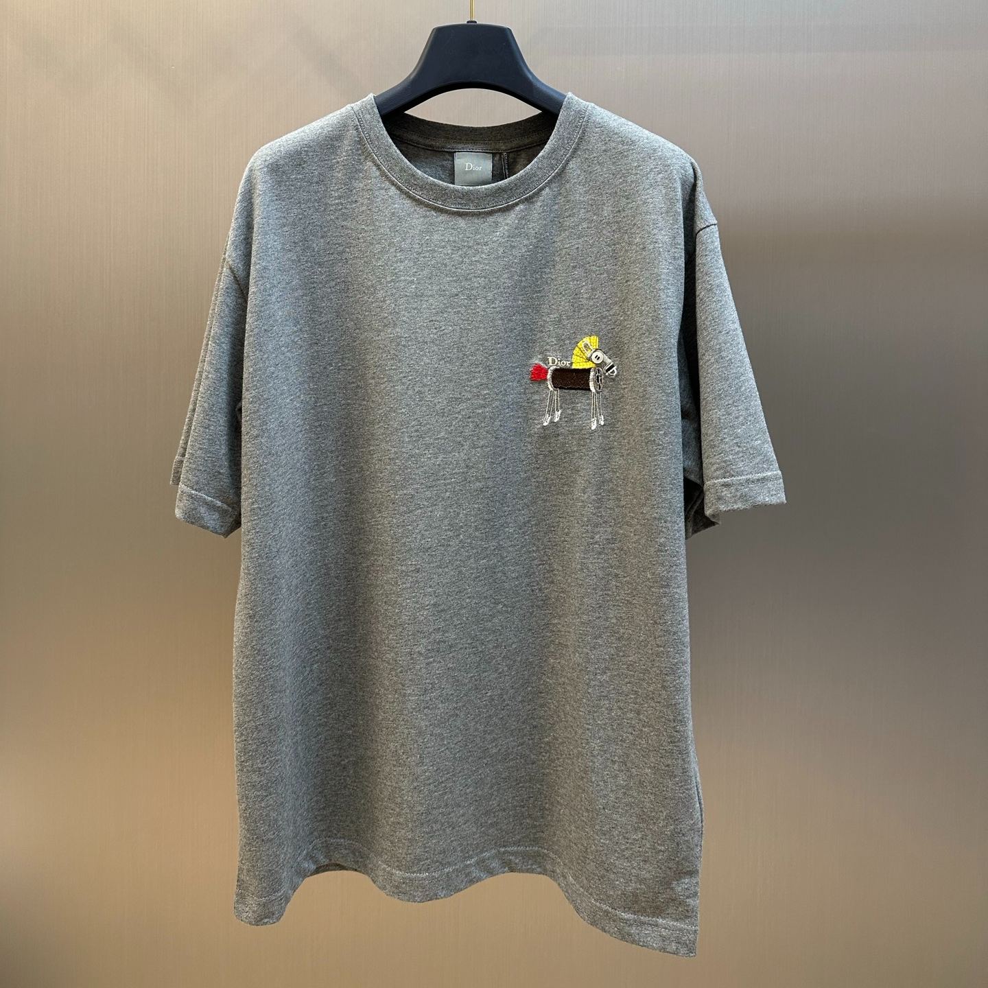 Dior T-Shirt with Horse Embroidery, Relaxed Fit（683J624A0677-C089）