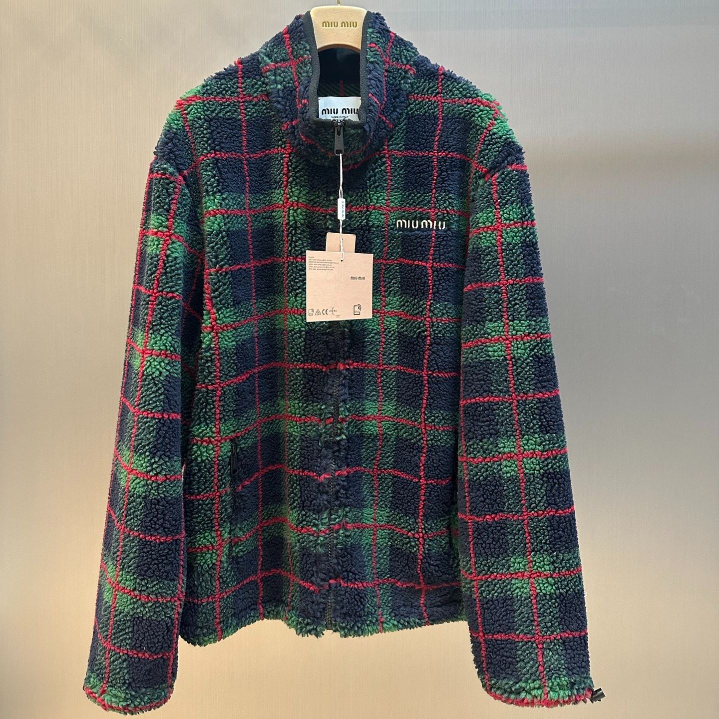 MIU MIU Checked Teddy Zipper Jacket（MJL042-18ZQ-F0D3Z-S-OOO）