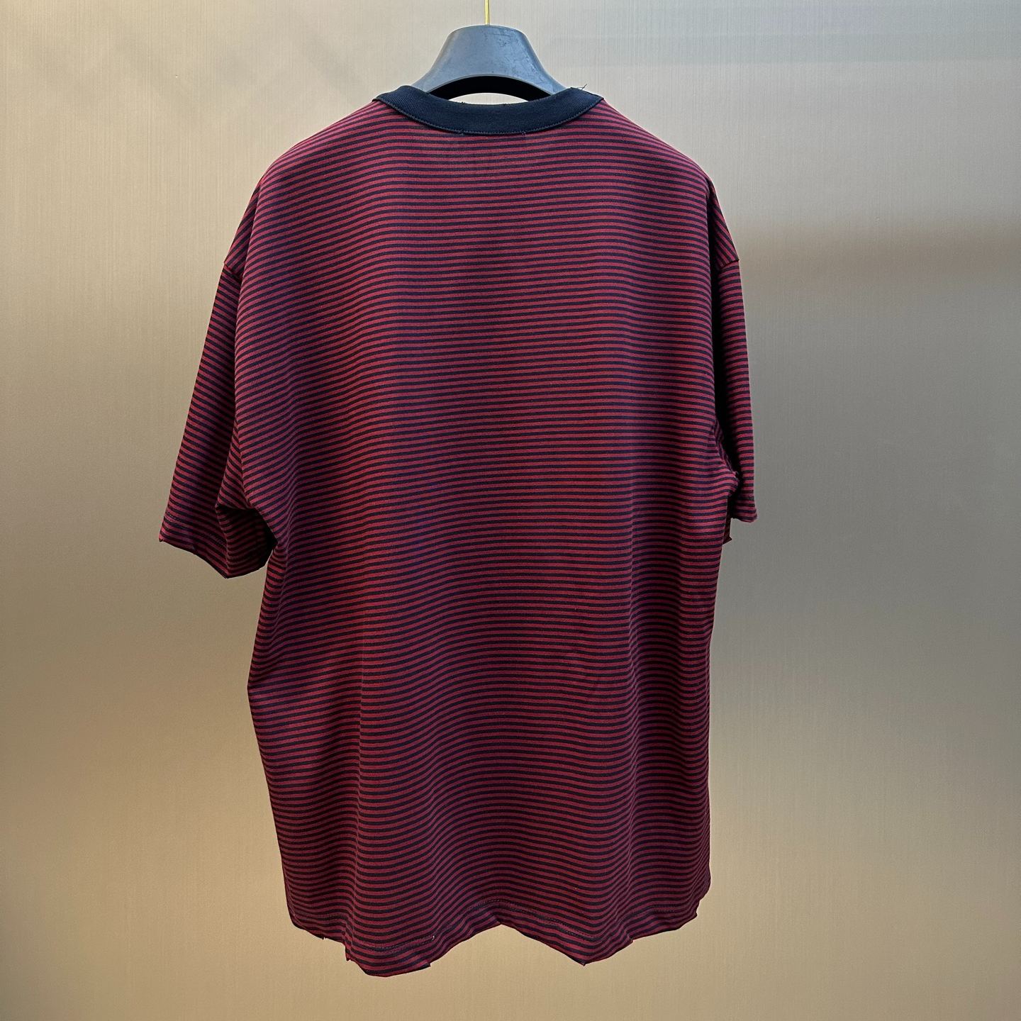 Prada Striped-pattern Pocket T-shirt (3575B-18V9-F0X57-S-OOO）