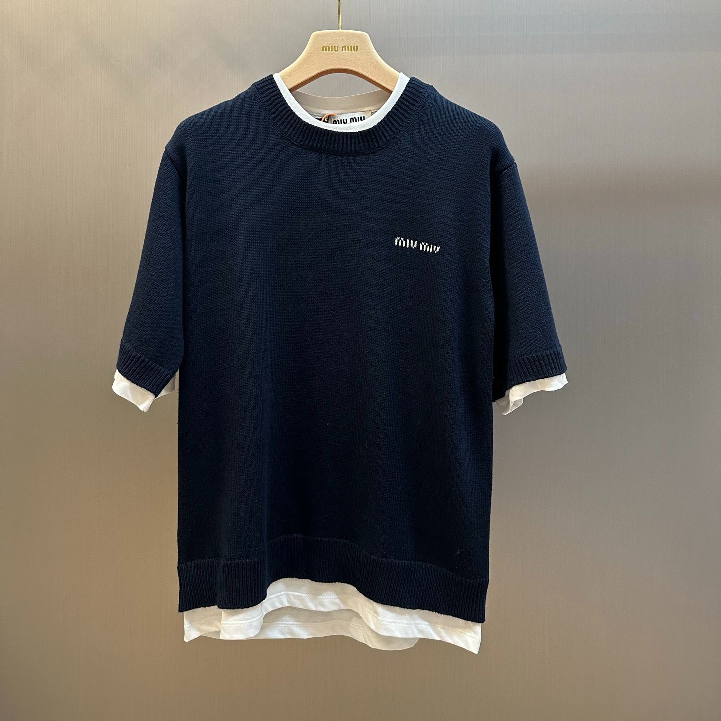 MIUMIU Cashmere crew-neck sweater（MMLB62-174K-F0008-S-OOO）