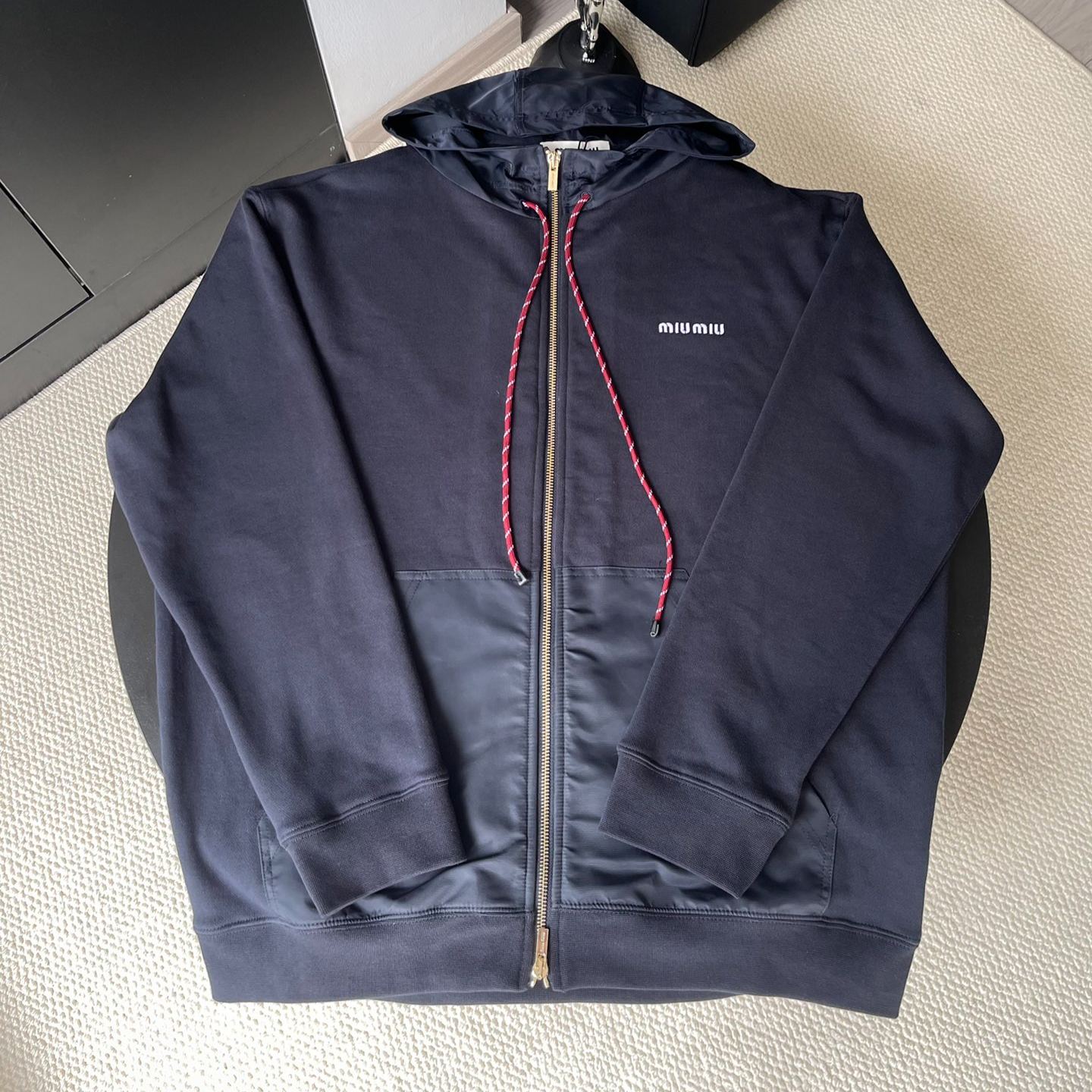 MIU MIU Red Drawstring Zipper Hoodie Jacket（MJL073-16JZ-F0008-S-OOO）