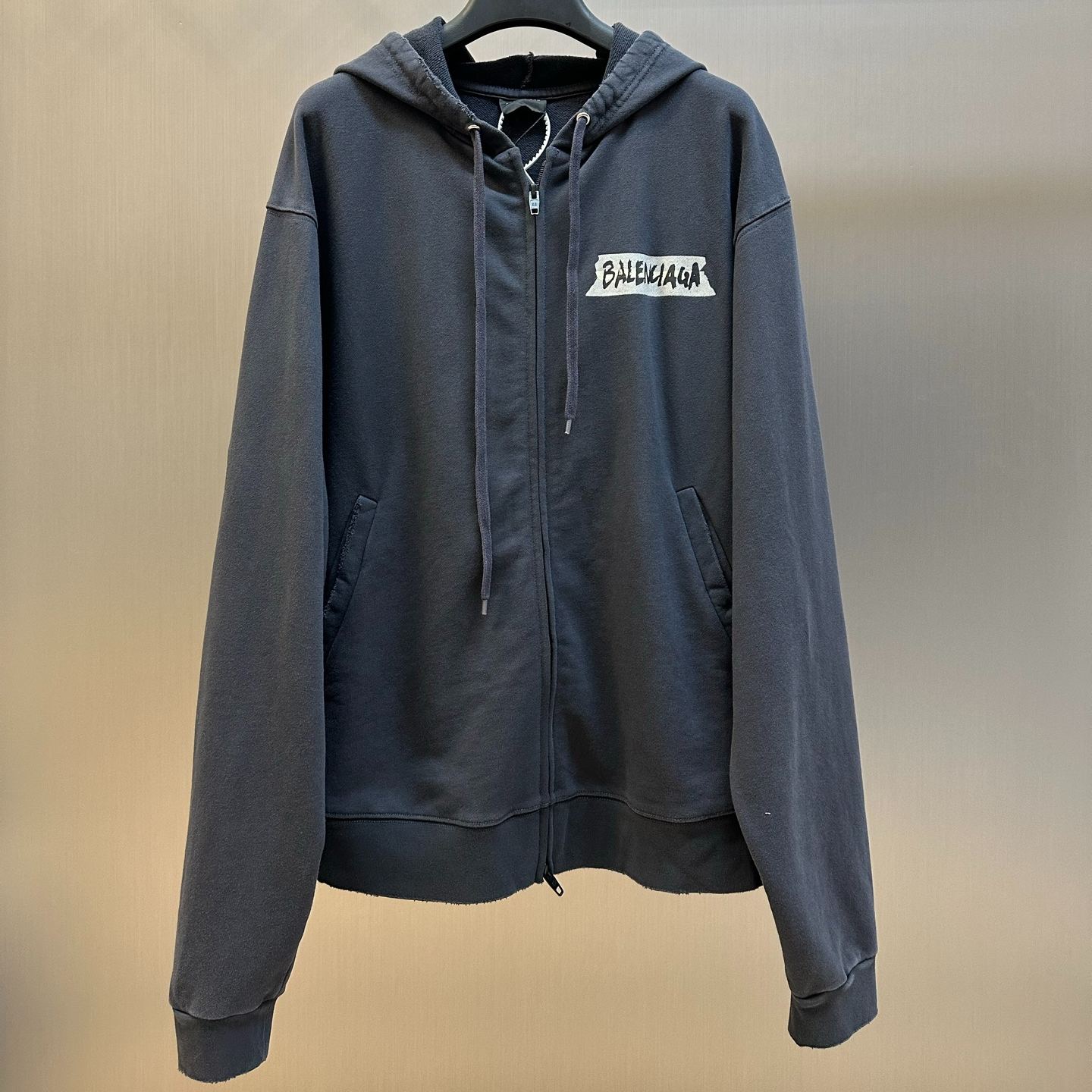 Balenciaga Masking Tape Hoodie Oversized Zip-Up Hoodie (850338TTVL71041）