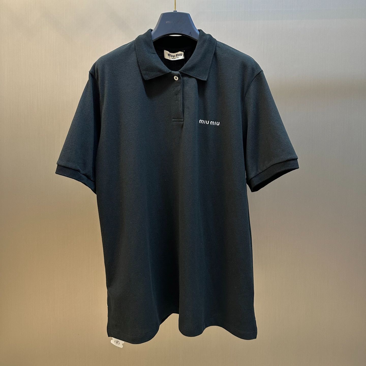 MIUMIU Navy cotton piqué polo shirt （MJN535-14RW-F0008-S-OOO）