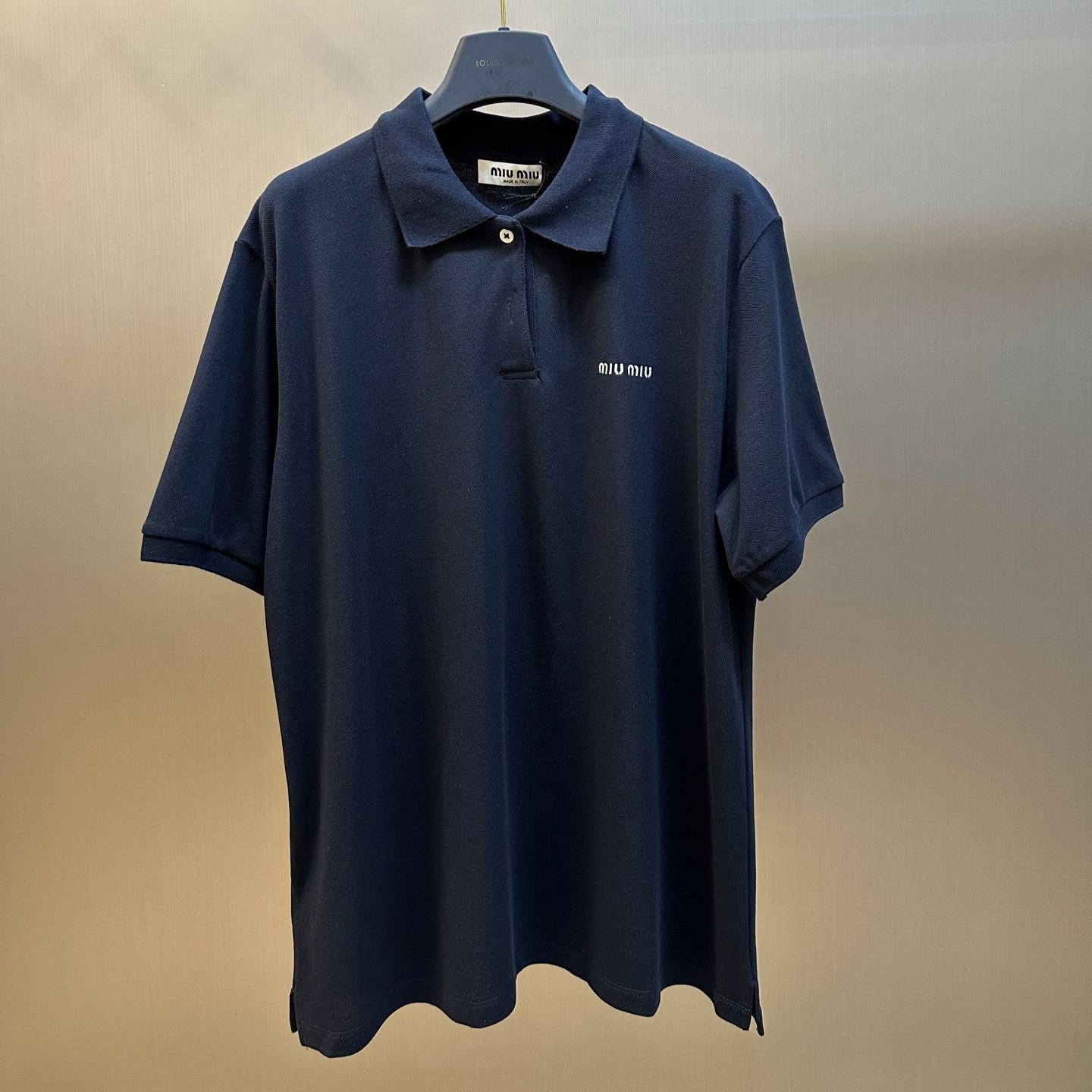 MIUMIU Navy cotton piqué polo shirt （MJN535-14RW-F0008-S-OOO）