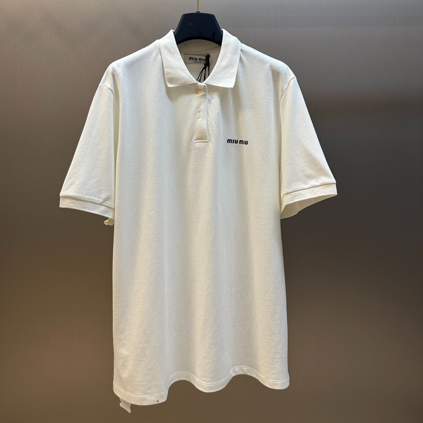 MIUMIU Navy cotton piqué polo shirt （MJN535-14RW-F0008-S-OOO）