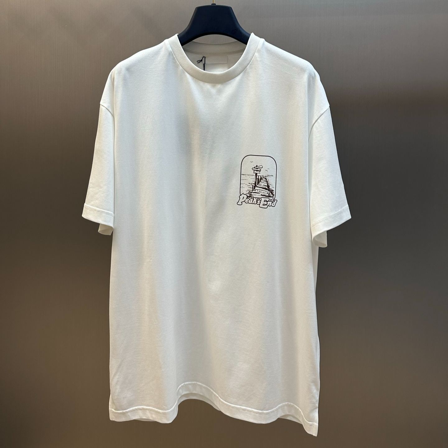 Prada printed cotton T-shirt (UJN972-1851-F0963-S-OOO）