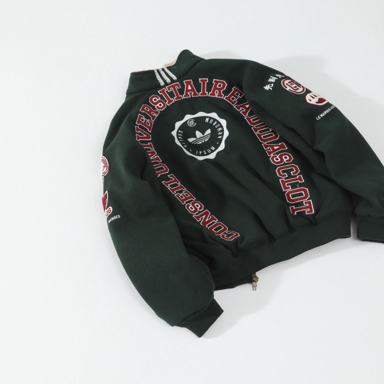 adidas x CLOT Warmup Logo Relaxed Varsity Jacket 'Green' （IK2954）