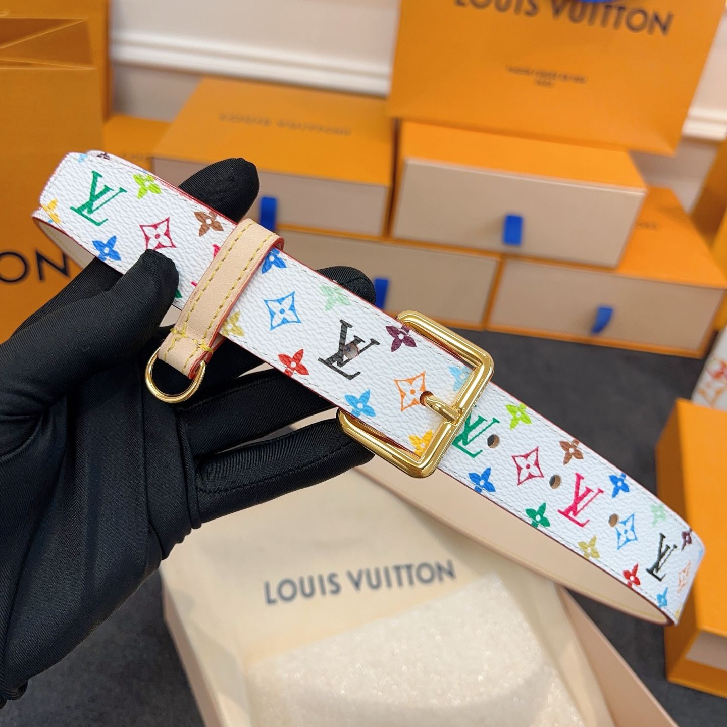 Louis Vuitton x Takashi Murakami LV D Ring 30MM Belt Monogram Other Monogram Multicolor ""（M8981W）