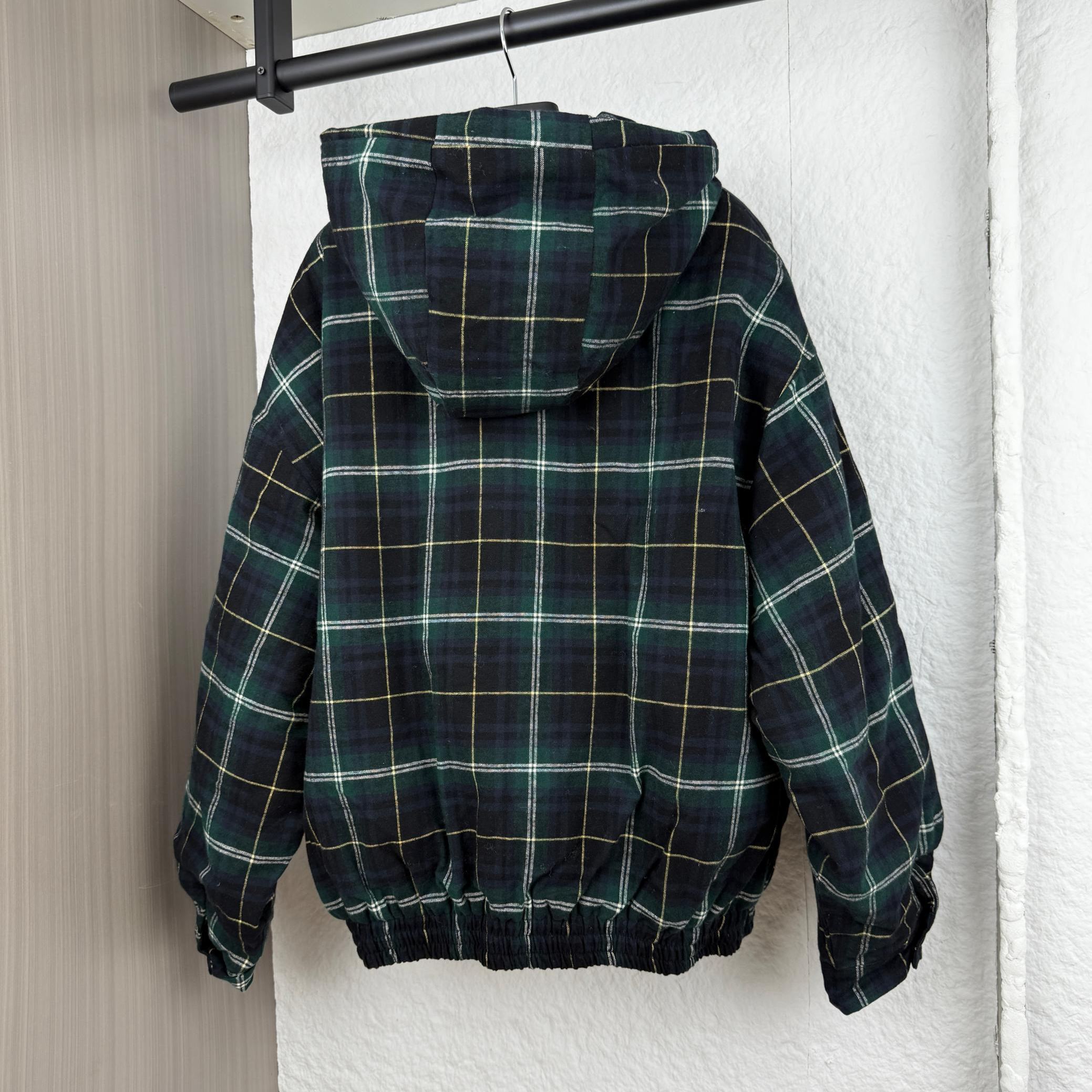 MIU MIU Checkered Logo Patch Zip-Up Hooded Jacket（ML1011-16DN-F0008-S-OOO）