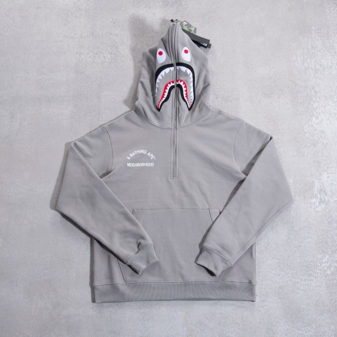 BAPE X NBHD TWO FACE HALF ZIP PULLOVER HOODIE（1K73-114-907）