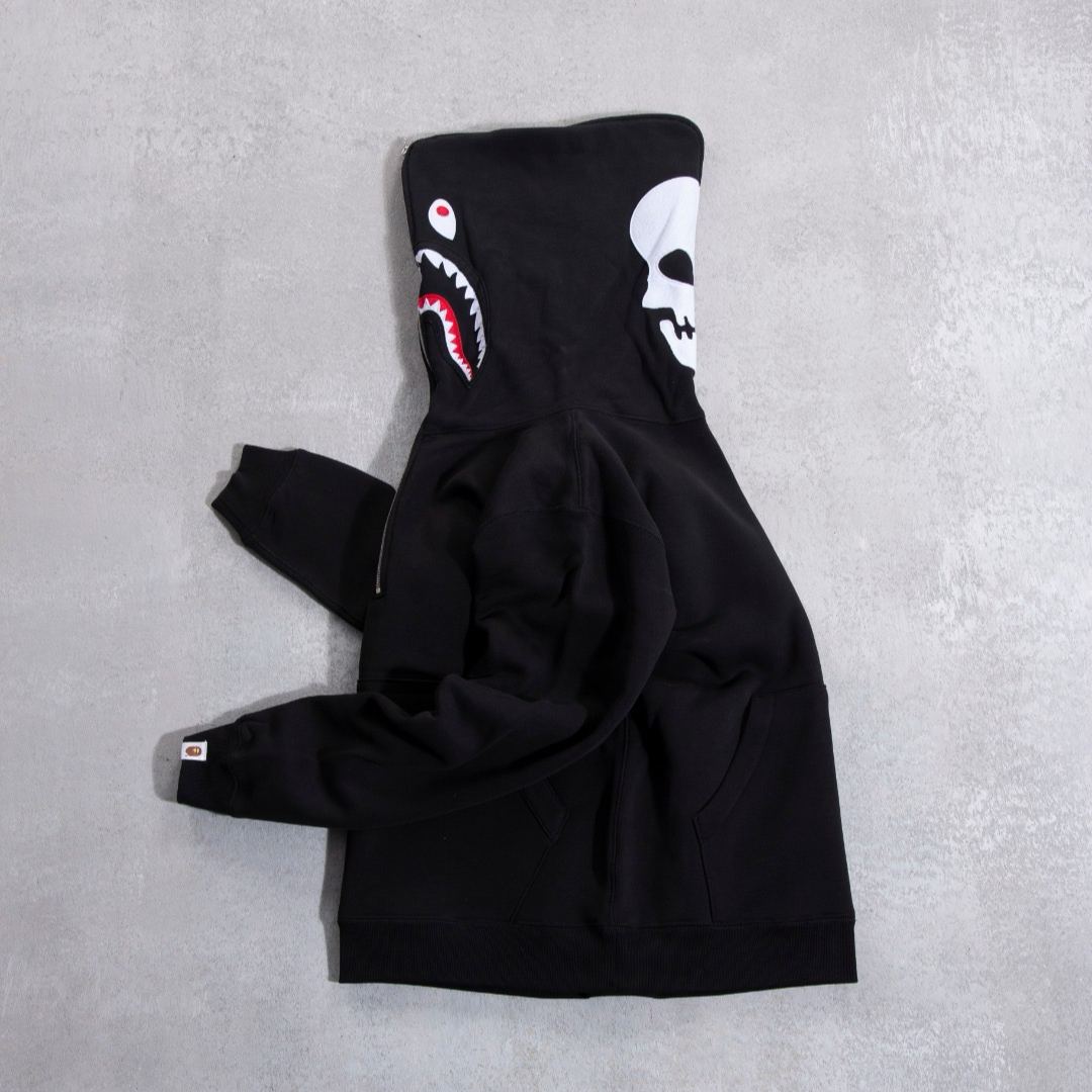 BAPE X NBHD TWO FACE HALF ZIP PULLOVER HOODIE（1K73-114-907）