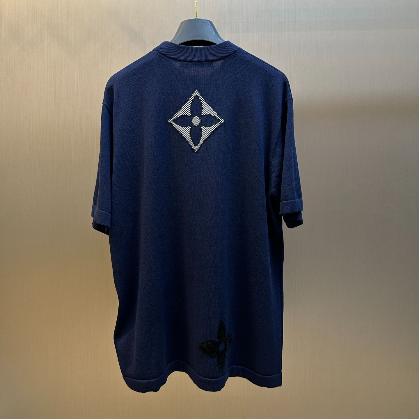 Louis Vuitton Monogram Pattern Short-Sleeve Knit Crew Neck Top（1AJBW9）