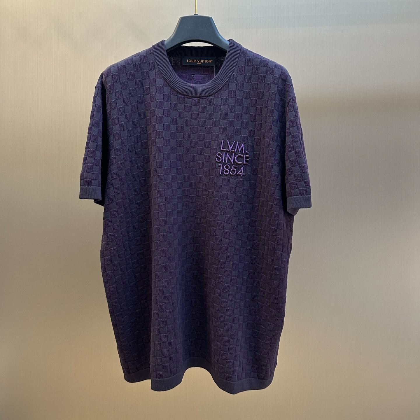 Louis Vuitton DAMIER Jacquard Short-Sleeve Crew Neck Shirt（1AJTVG）