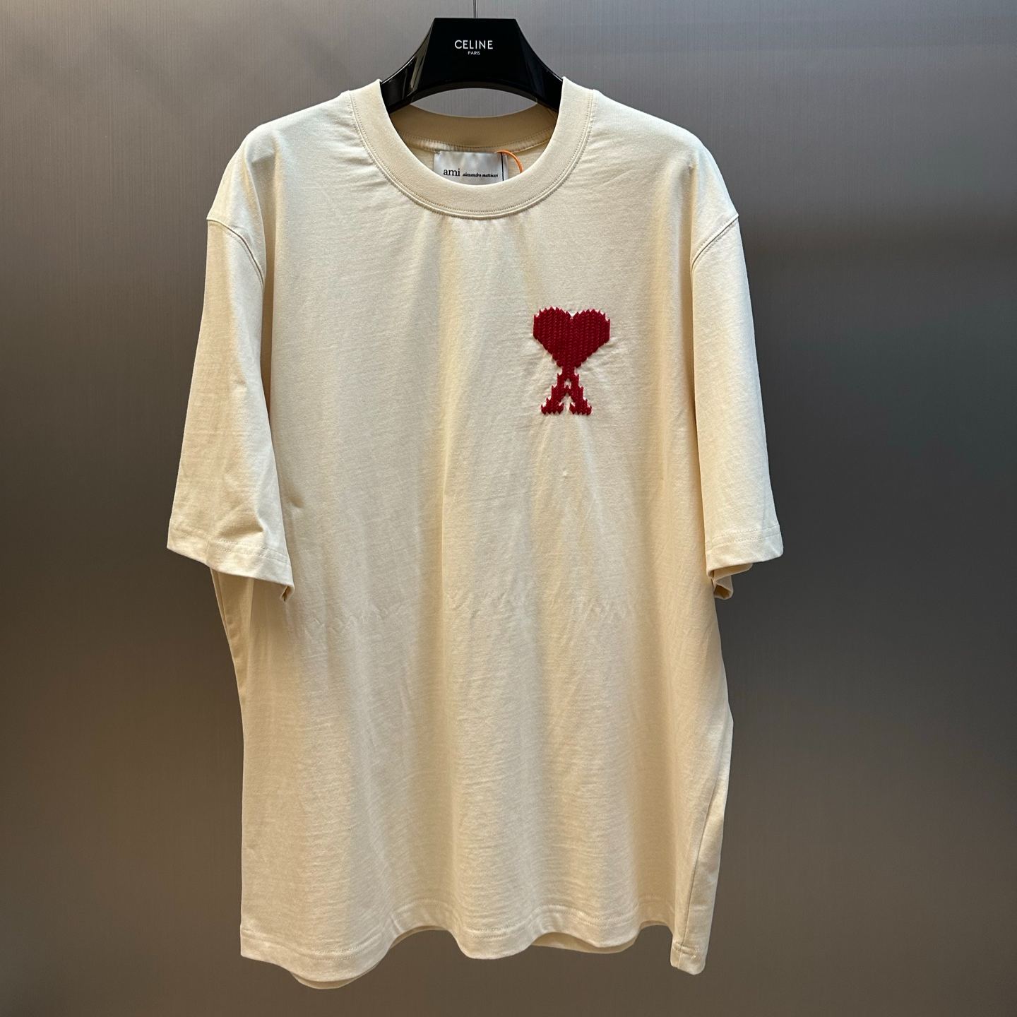 AMI Paris Ami De Coeur logo-embroidered T-shirt（E26UTS362726）