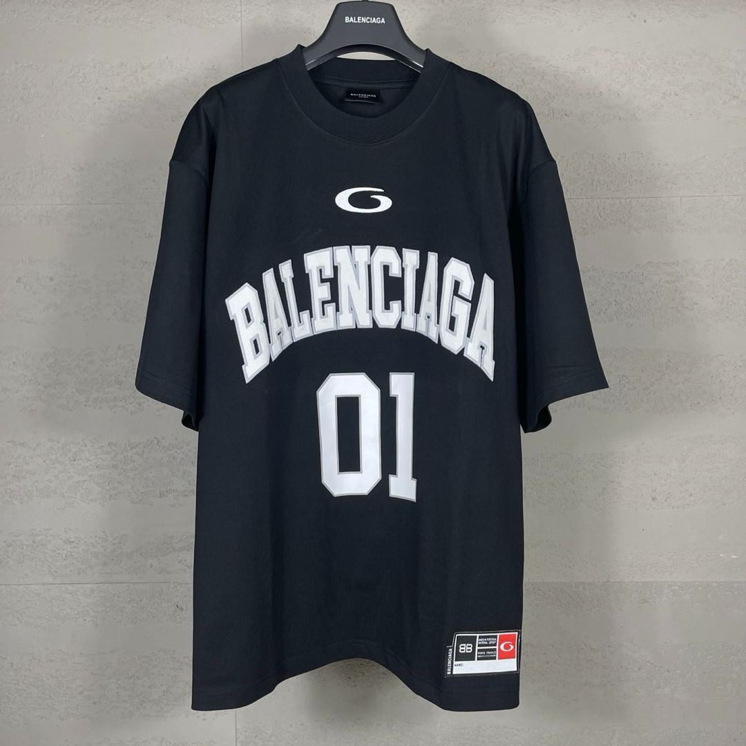 BALENCIAGA Men's Basketball Series Oversized T-Shirt "black"（787349TRVW91055）