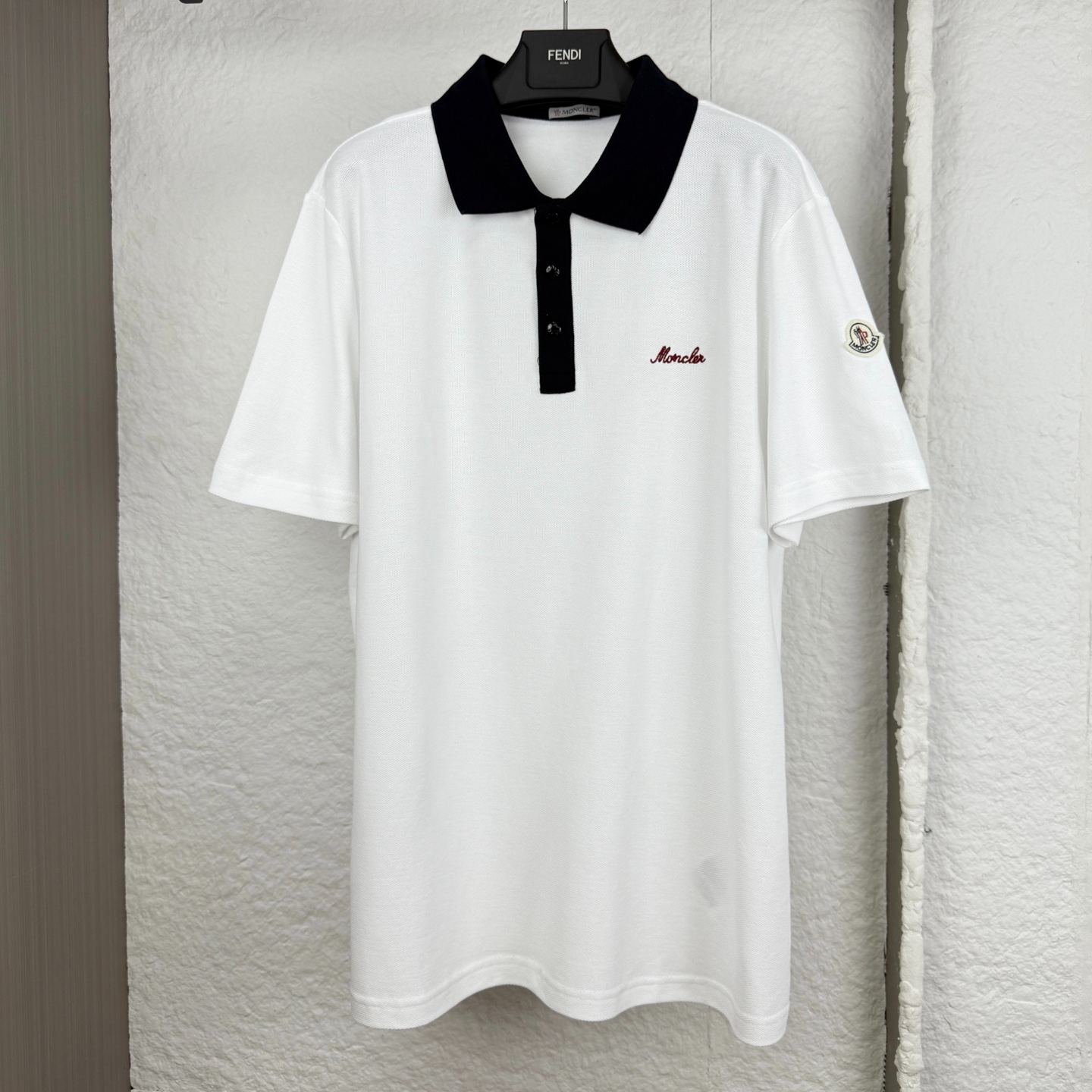 MONCLER Men's Embroidered Logo Cotton Piqué Polo Shirt（L10918A0000389A16999）