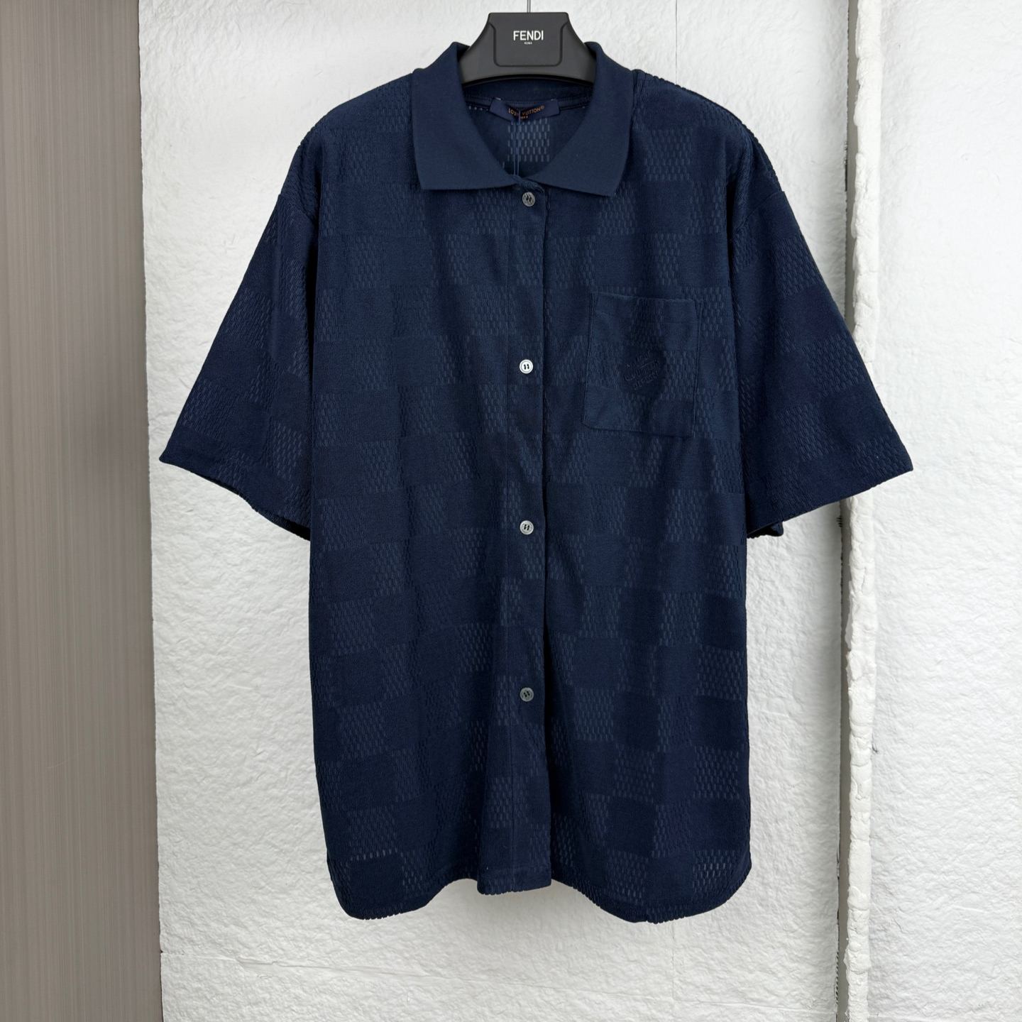 LOUIS VUITTON Damier French Terry Short-Sleeved Cotton-Blend Shirt（1AGK52）