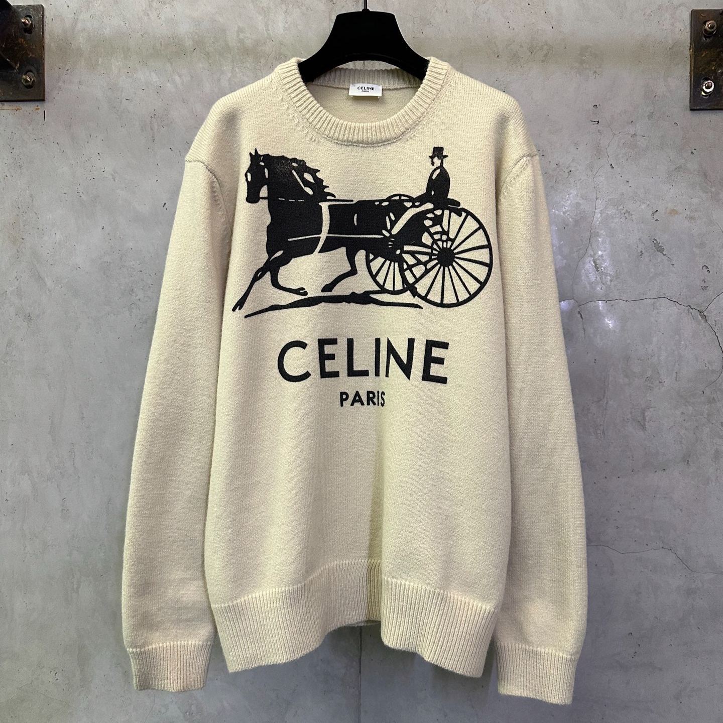 CELINE Crewneck Sweater 'White/Black'（RY0SV1261-01W1）