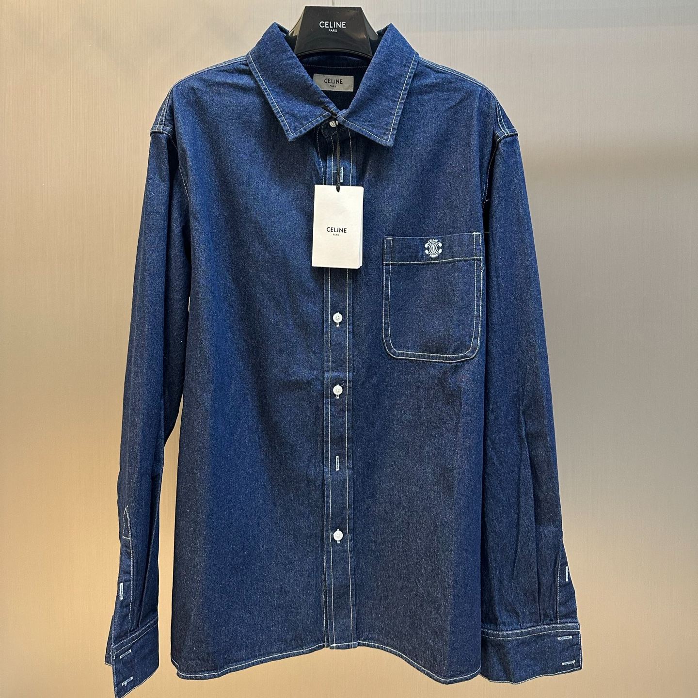 CELINE Oversized Shirt - Dark Wash（RC0BE2N67-GGG3）