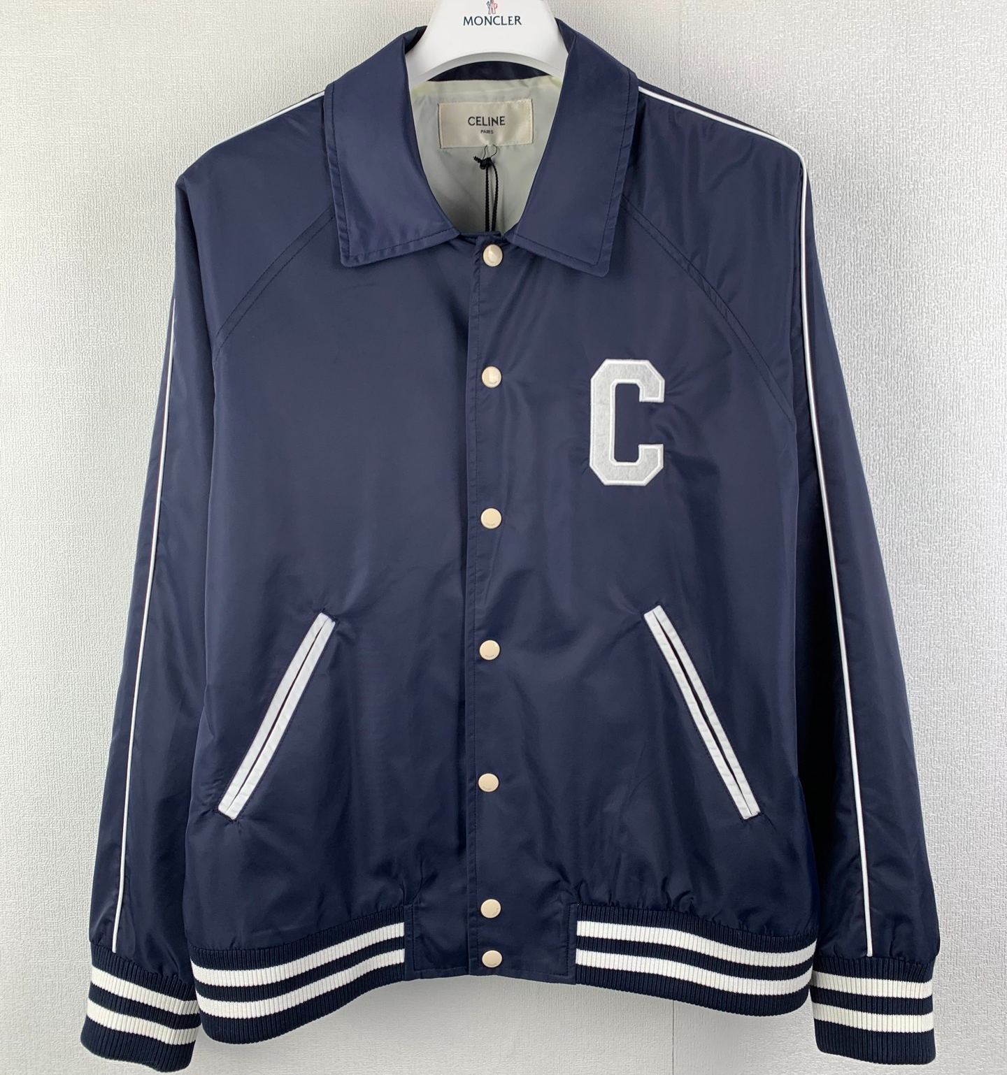 CELINE Teddy Collar Shirt 'Navy Blue'（RV08U0550-07OC）