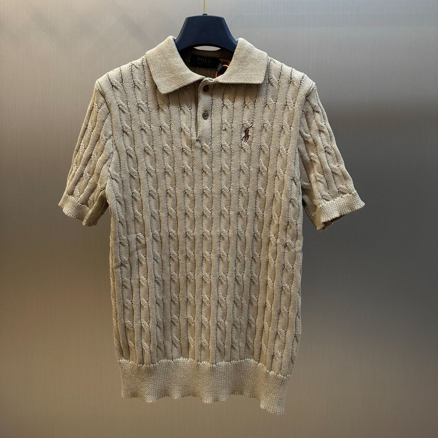 Polo Ralph Lauren Standard Edition Cable Knit Cotton Polo Collar Knit Sweater（MNPOSWE1N820014-400）