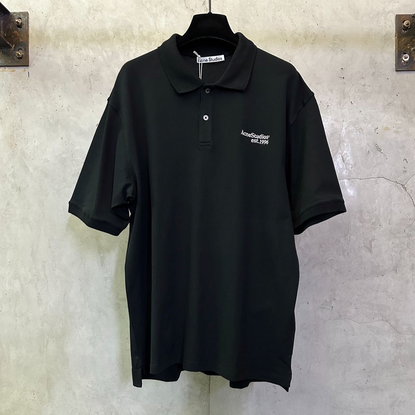 Acne Studios Washed Logo Polo Shirt "Black" (BL0433-900）
