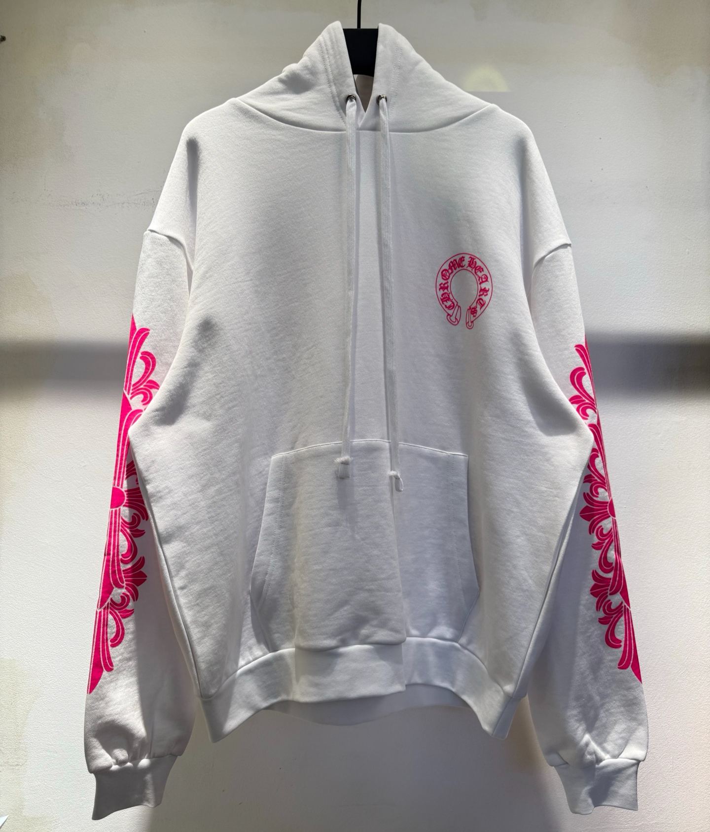Chrome Hearts White Magenta Horseshoe Hoodie (042-T075043）