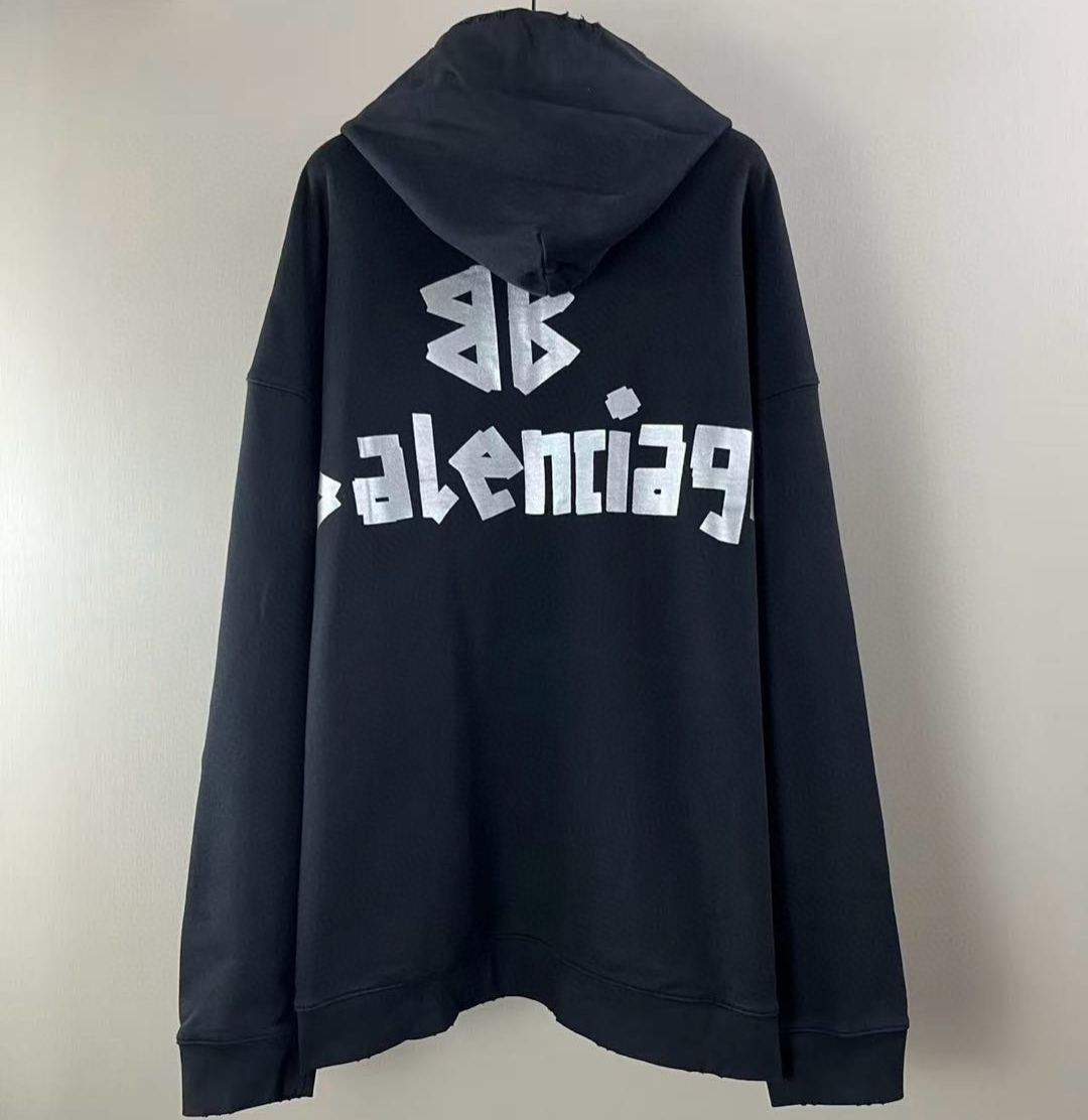 Balenciaga New Black Oversized Hoodie(739024TQVQ91073）