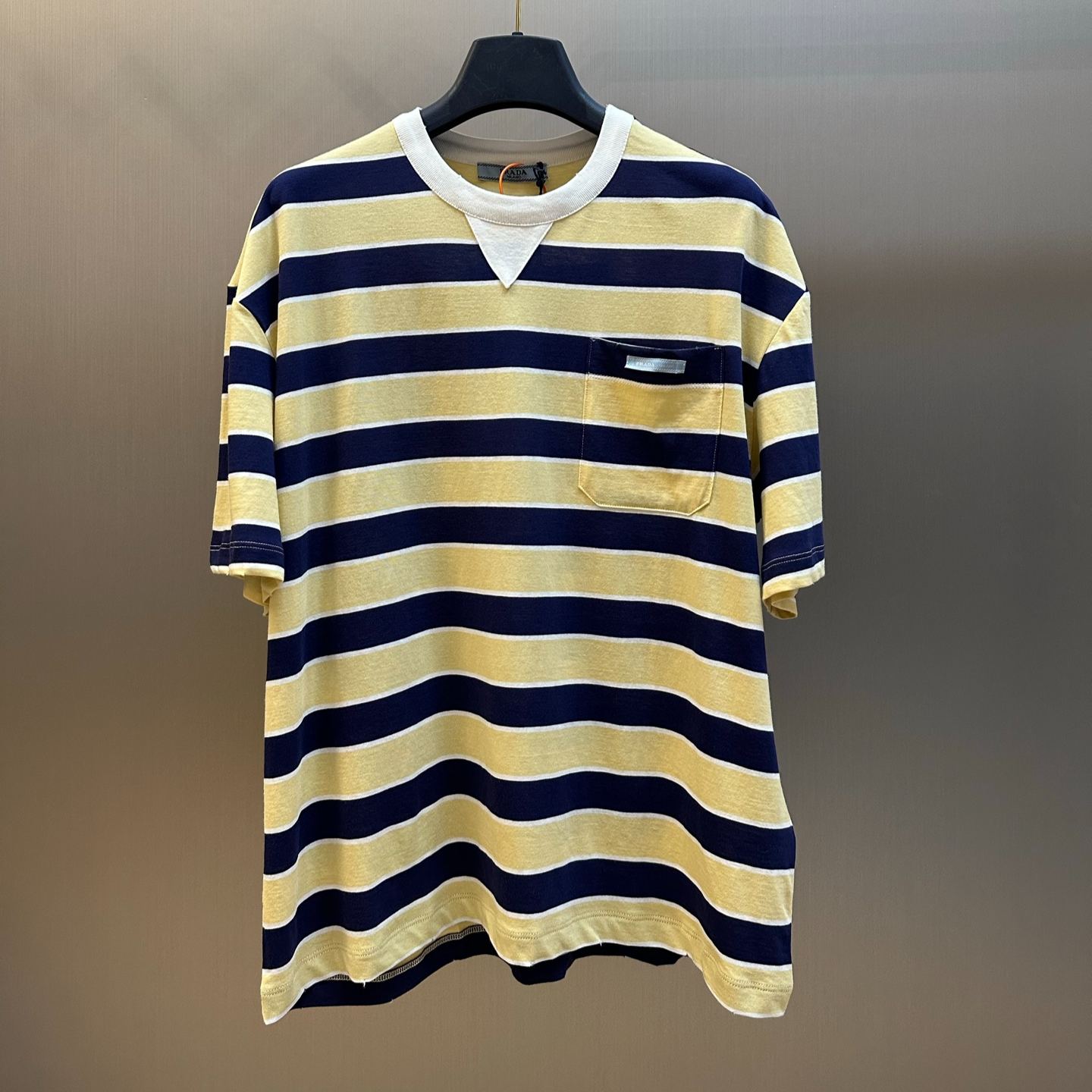 PRADA Bayadere striped lisle cotton T-shirt (39610-189P-F065G-S-OOO）