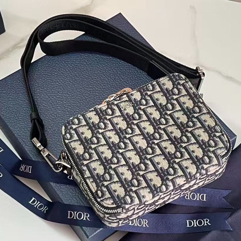 Dior Zip pouch with strap Dior Oblique Jacquard（2OBBC119YSE-H05E）