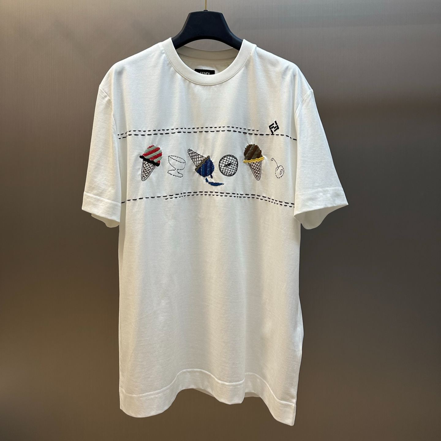 FENDI White Cotton T-shirt(FY0936B05NF0H0G）