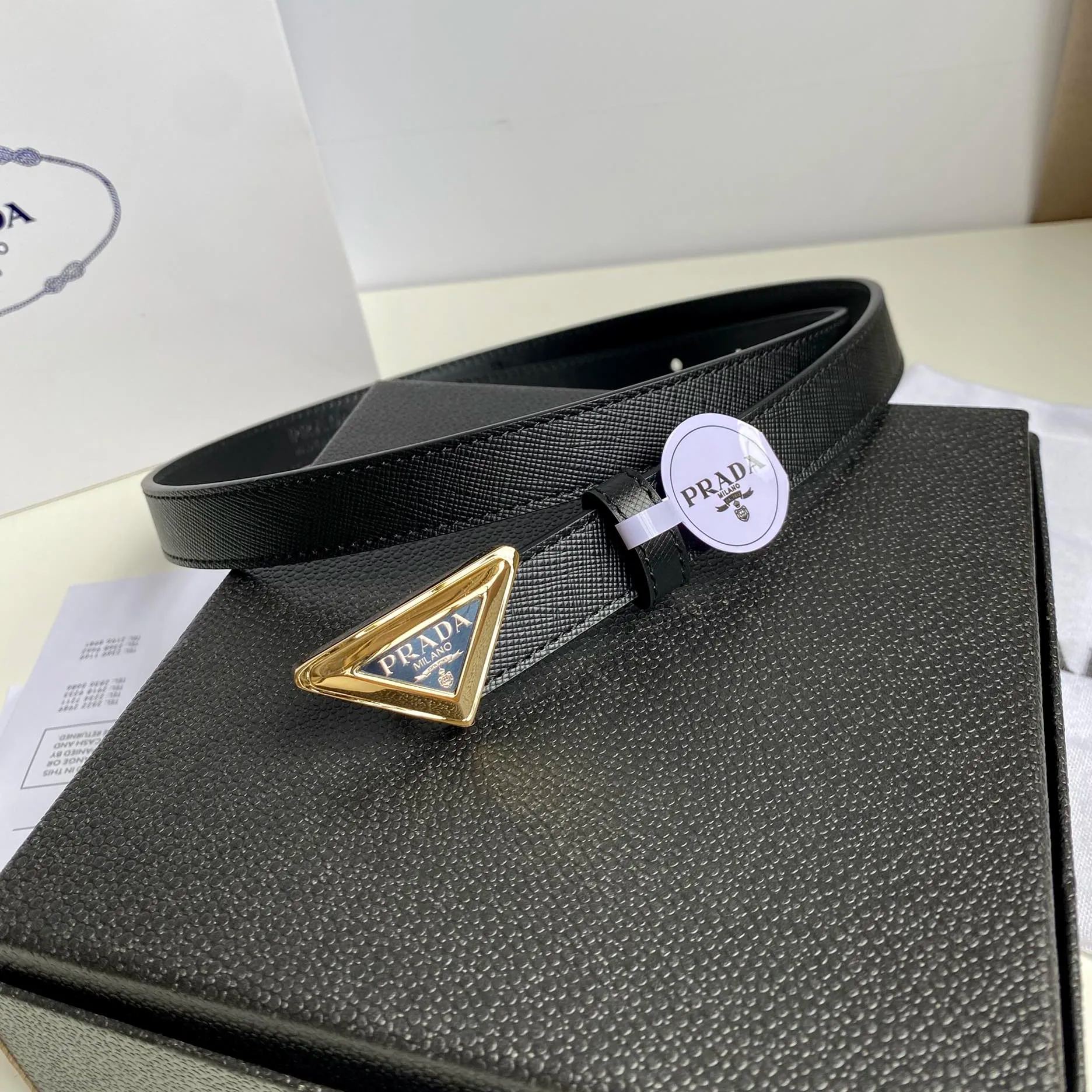 PRADA belt with triangle logo-2cm（1CC621_053_F0632）