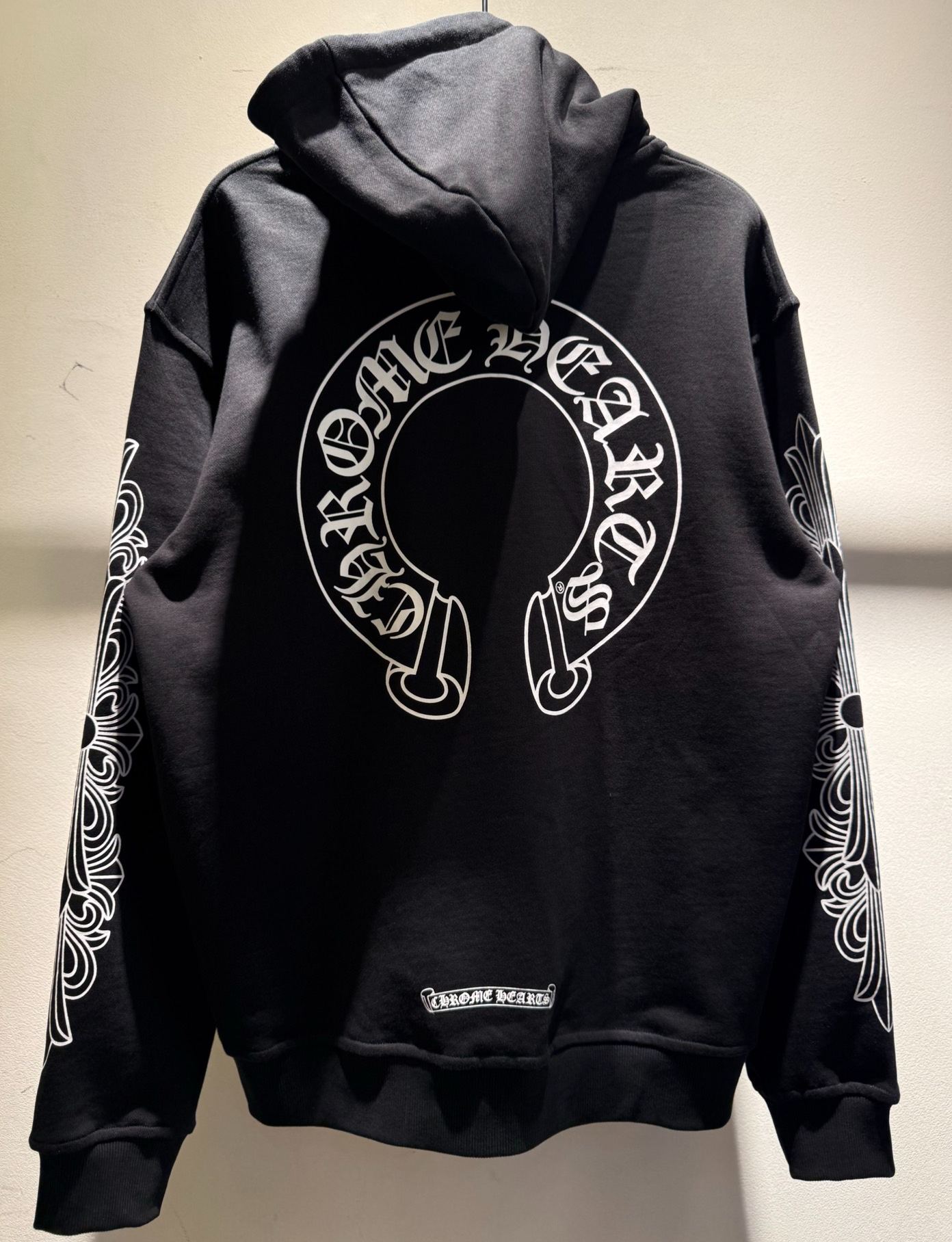 Chrome Hearts Horseshoe Floral Sleeve Fleece Zip Up Hoodie (CH-1070）