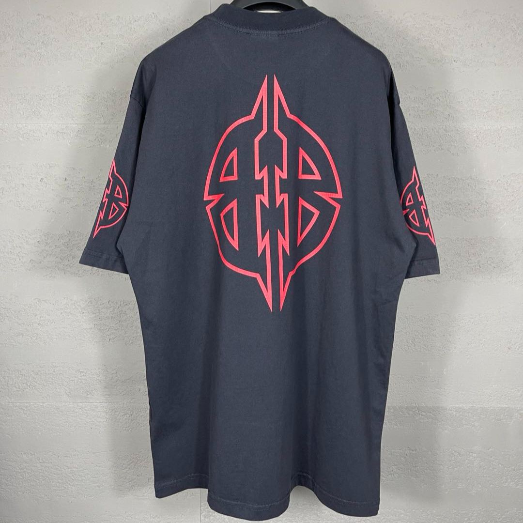 BalenciagaMetal BB Stencil T-shirt 'Black Red' (764235TPVI21568）