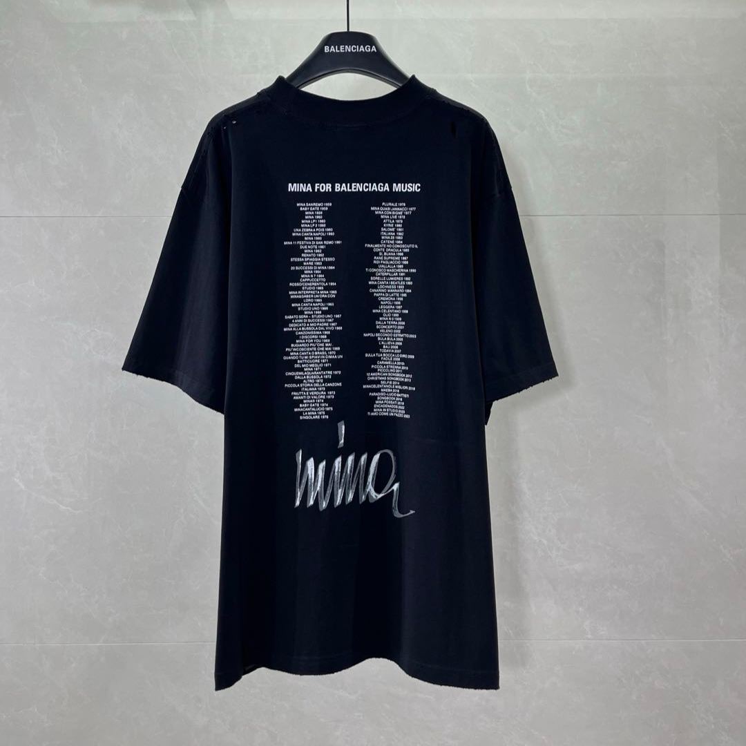 [Copy]BALENCIAGA Music | Mina Series T-Shirt Oversized "Black/White"（787349TQVZ31083）