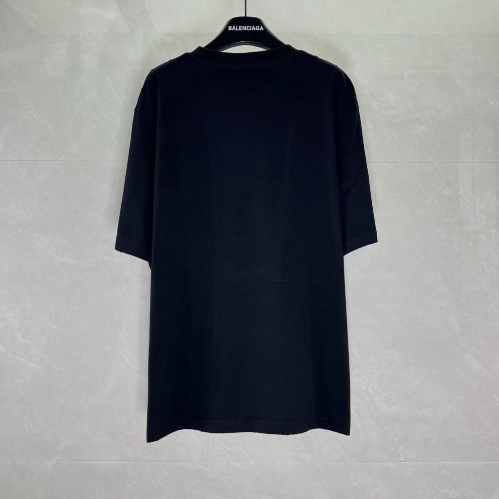 BALENCIAGA Crew-Neck T-Shirt With Logo "Black" (764235TUVE41000）