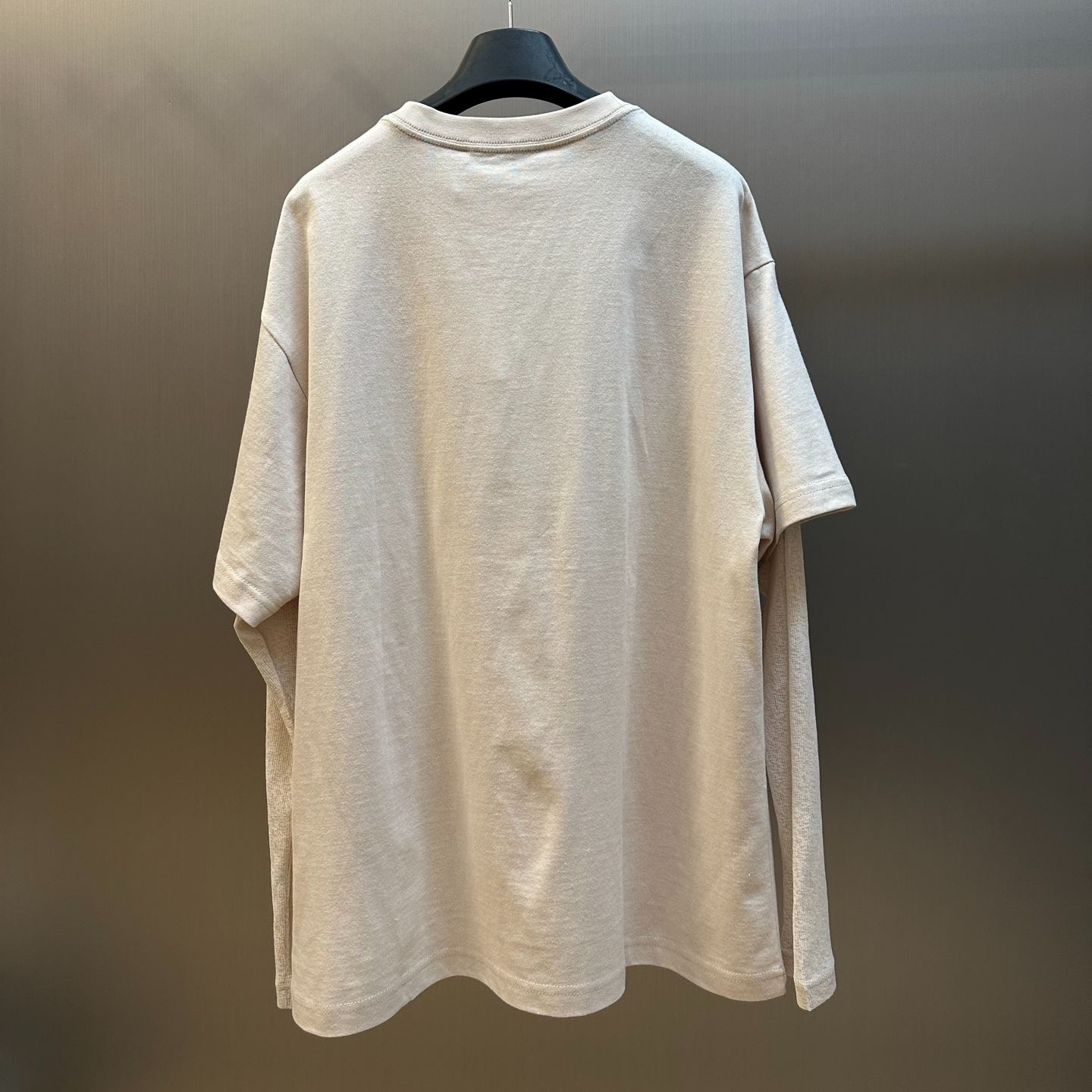 Acne Studios Faux Two-Piece Pattern T-Shirt in Warm Beige (AL0543-AE2）