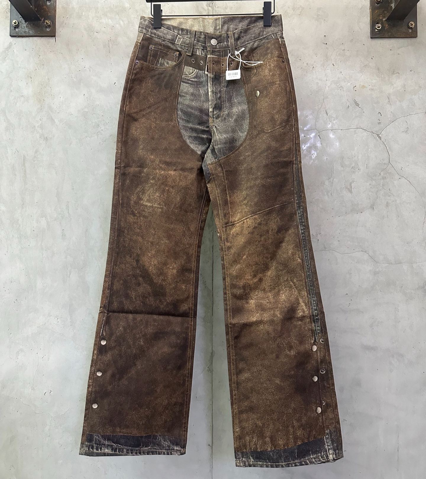 Acne Studios Printed Trousers in Blue & Brown (BK0703-AG7）